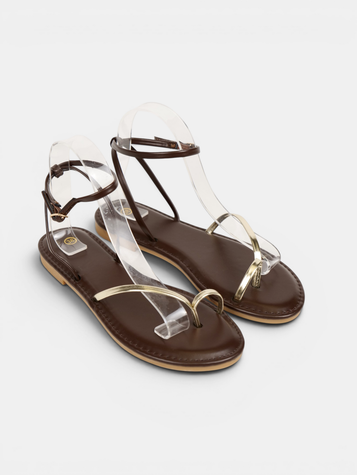 Sandalias Planas Tira Metálica Dorada y Pulsera al Tobillo, Sandalias Planas Mujer, Elegantes, Cómodas y Minimalistas para Bodas, Eventos, Verano y Diario