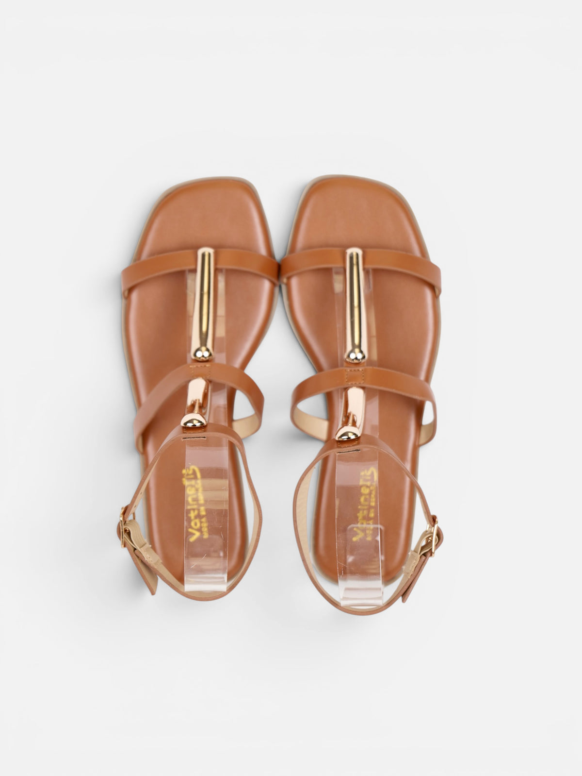 Sandalias Detalle Metálico Dorado con Separación para el Dedo, Sandalias Planas Mujer y Pulsera al Tobillo para Vestidos, Faldas, Shorts y Vaqueros