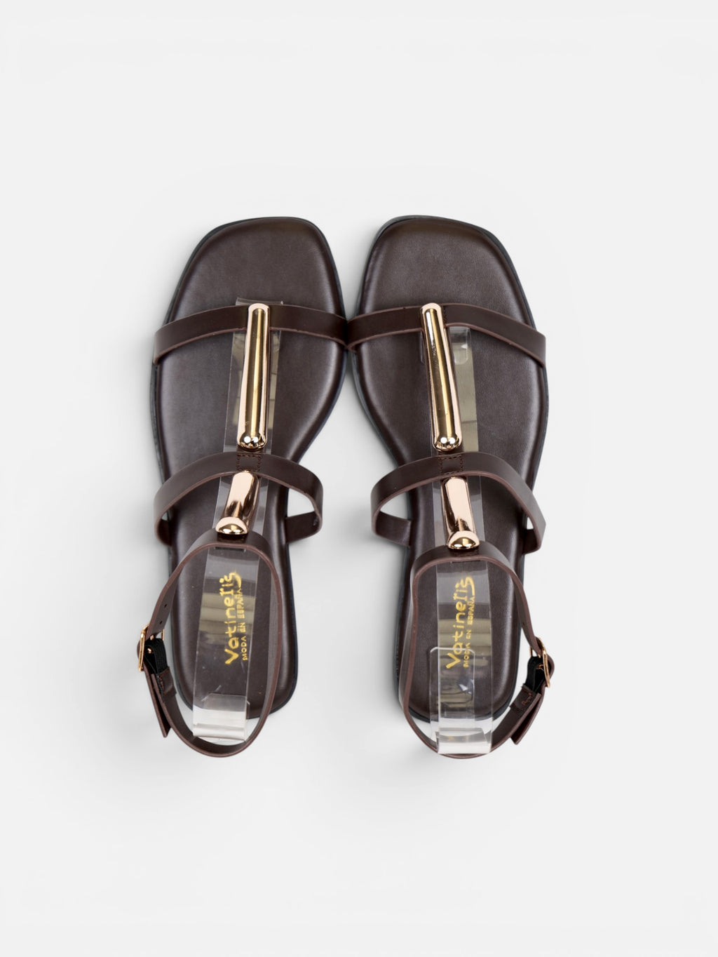 Sandalias Detalle Metálico Dorado con Separación para el Dedo, Sandalias Planas Mujer y Pulsera al Tobillo para Vestidos, Faldas, Shorts y Vaqueros