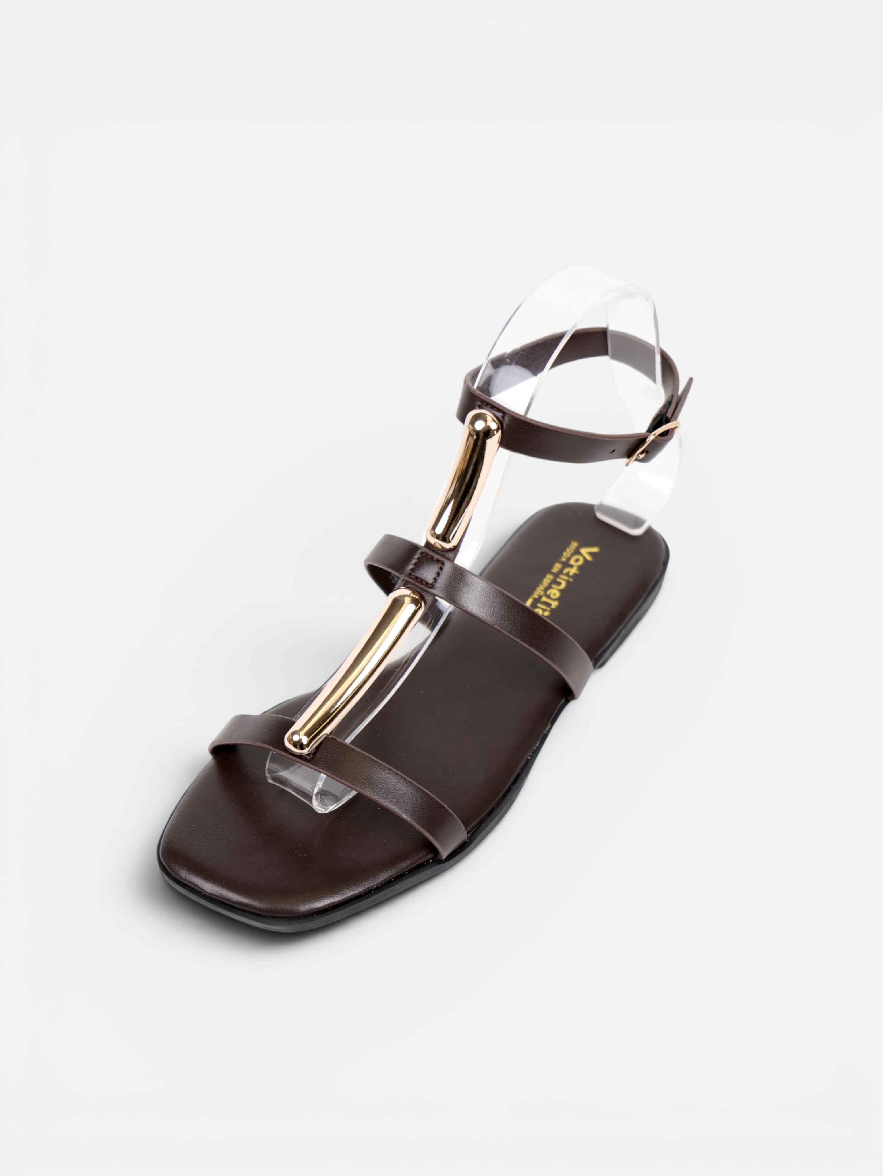 Sandalias Detalle Metálico Dorado con Separación para el Dedo, Sandalias Planas Mujer y Pulsera al Tobillo para Vestidos, Faldas, Shorts y Vaqueros