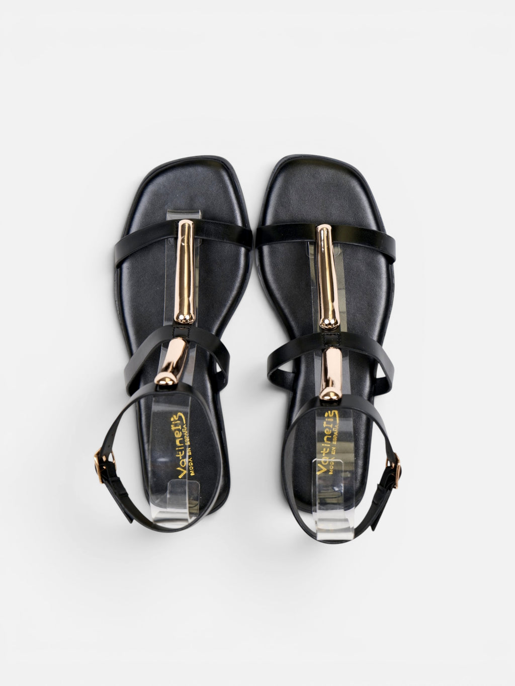 Sandalias Detalle Metálico Dorado con Separación para el Dedo, Sandalias Planas Mujer y Pulsera al Tobillo para Vestidos, Faldas, Shorts y Vaqueros