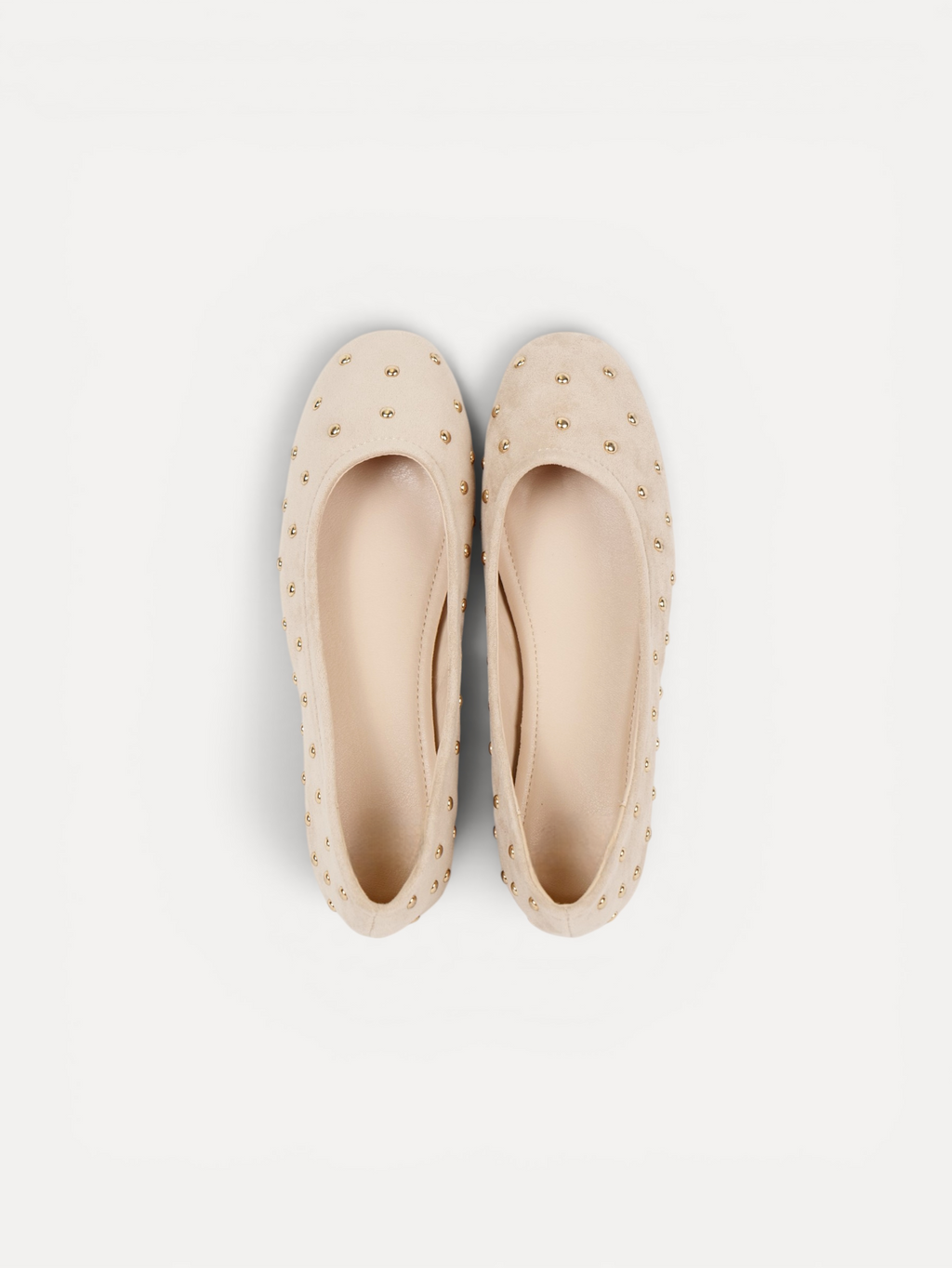 Manoletinas bailarinas con tachas doradas para mujer, zapato plano cómodo, punta redonda, gamuza sintética, plantilla acolchada, calzado casual elegante para diario, oficina, fiestas y eventos