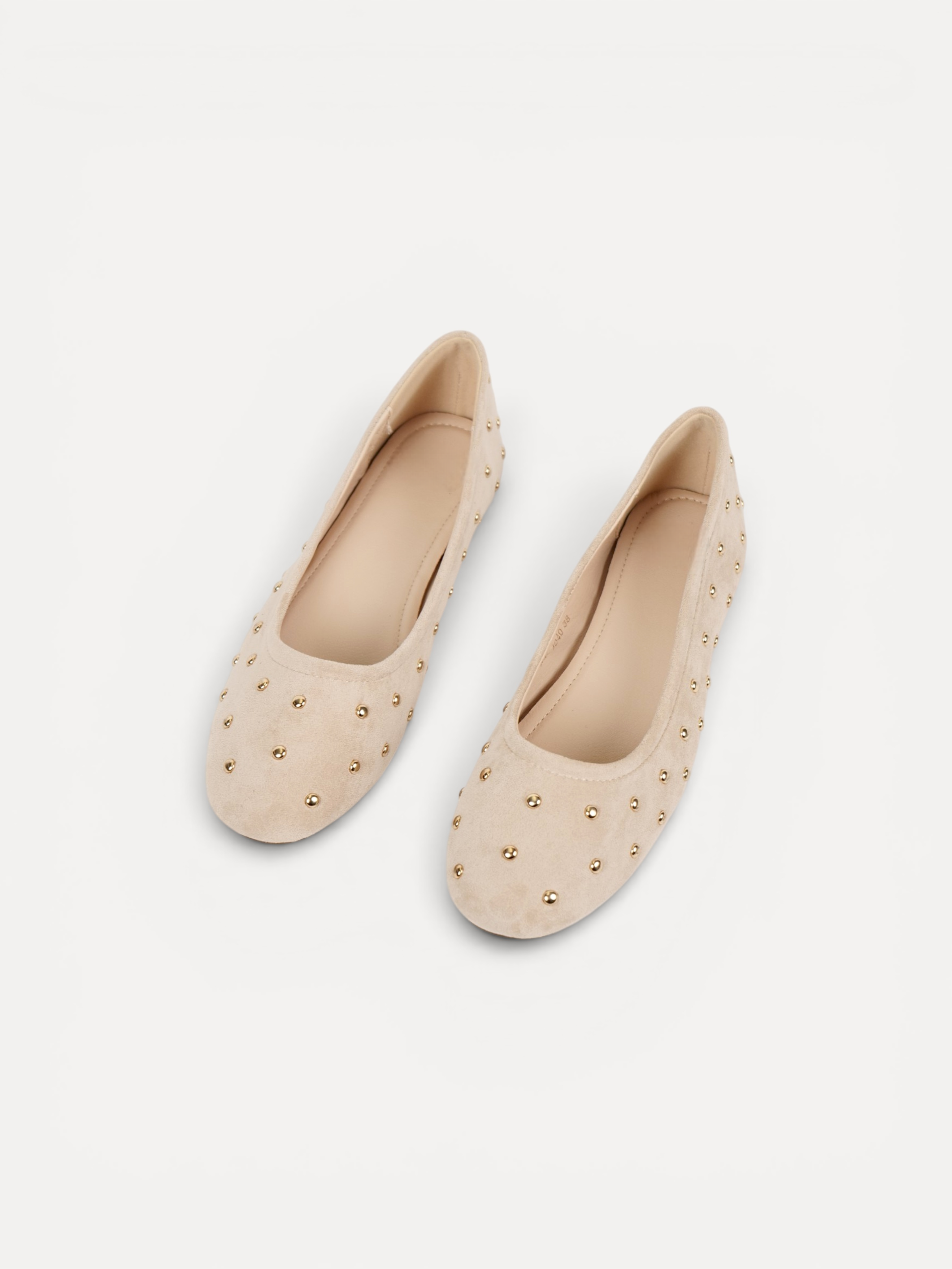 Manoletinas bailarinas con tachas doradas para mujer, zapato plano cómodo, punta redonda, gamuza sintética, plantilla acolchada, calzado casual elegante para diario, oficina, fiestas y eventos
