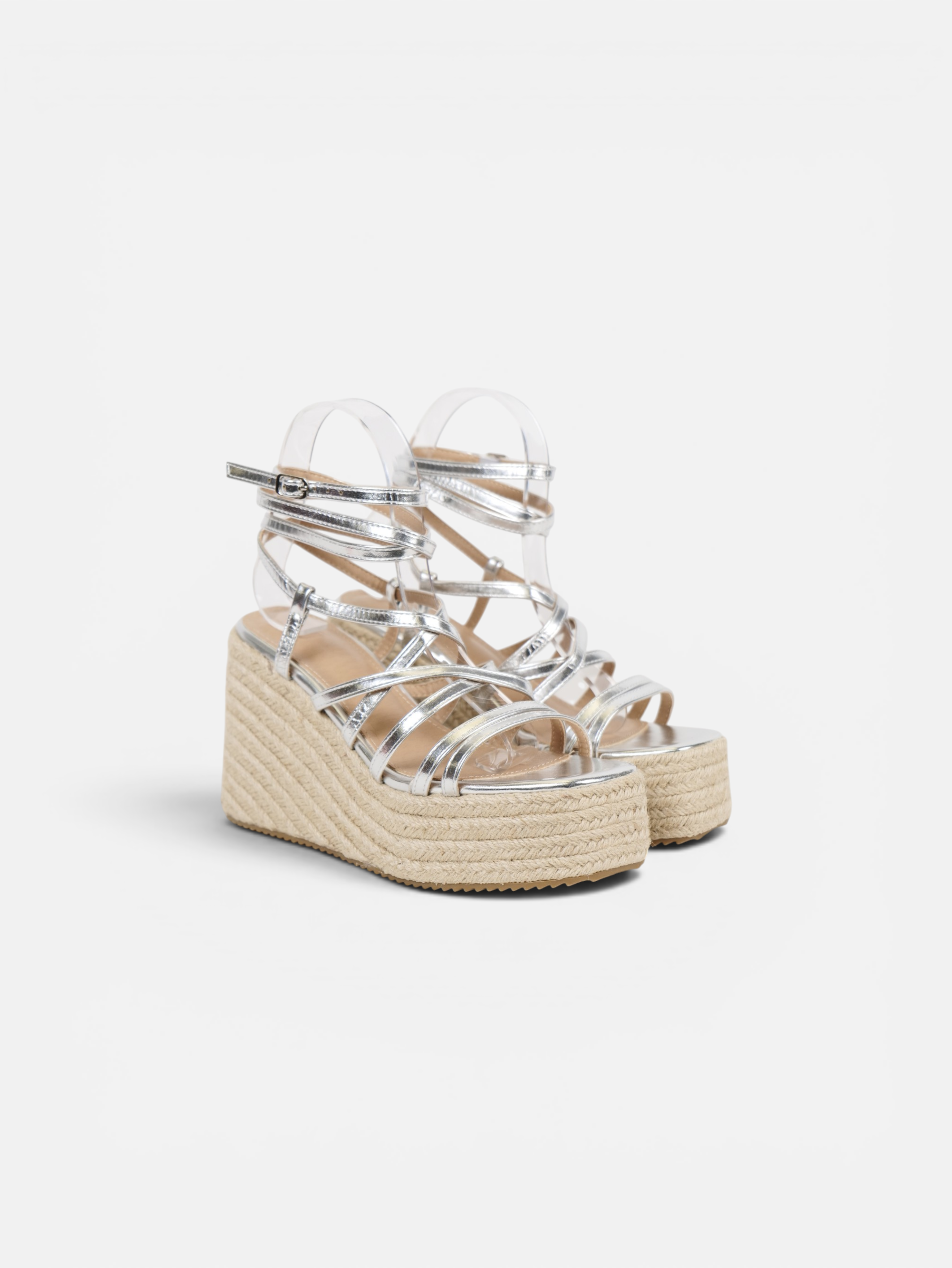 Sandalias de cuña alta de esparto para mujer con plataforma, tiras finas cruzadas, pulsera al tobillo, cuñas cómodas de cuero sintético para verano, fiesta, boda, invitada, vacaciones y diario