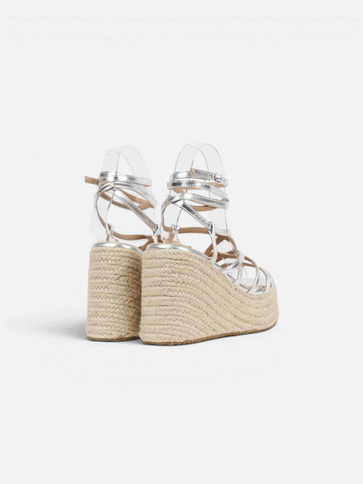 Sandalias de cuña alta de esparto para mujer con plataforma, tiras finas cruzadas, pulsera al tobillo, cuñas cómodas de cuero sintético para verano, fiesta, boda, invitada, vacaciones y diario