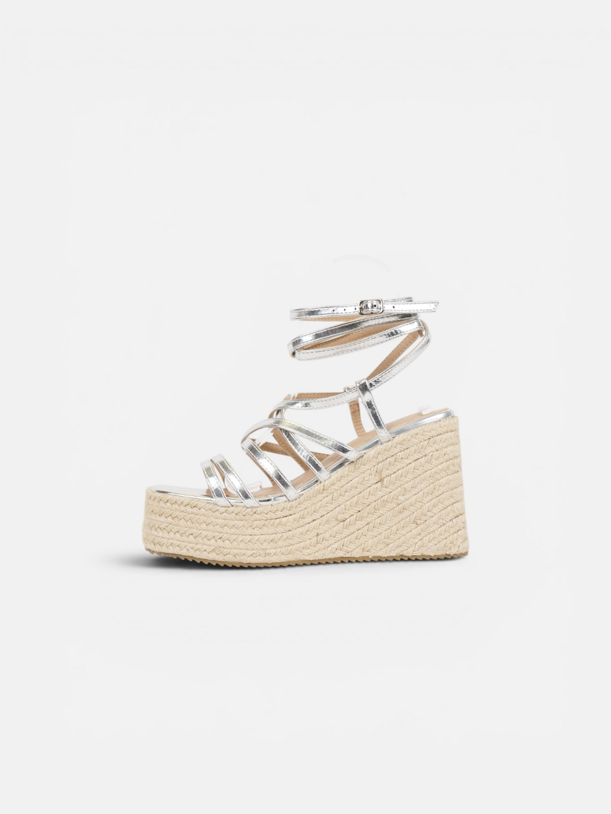 Sandalias de cuña alta de esparto para mujer con plataforma, tiras finas cruzadas, pulsera al tobillo, cuñas cómodas de cuero sintético para verano, fiesta, boda, invitada, vacaciones y diario