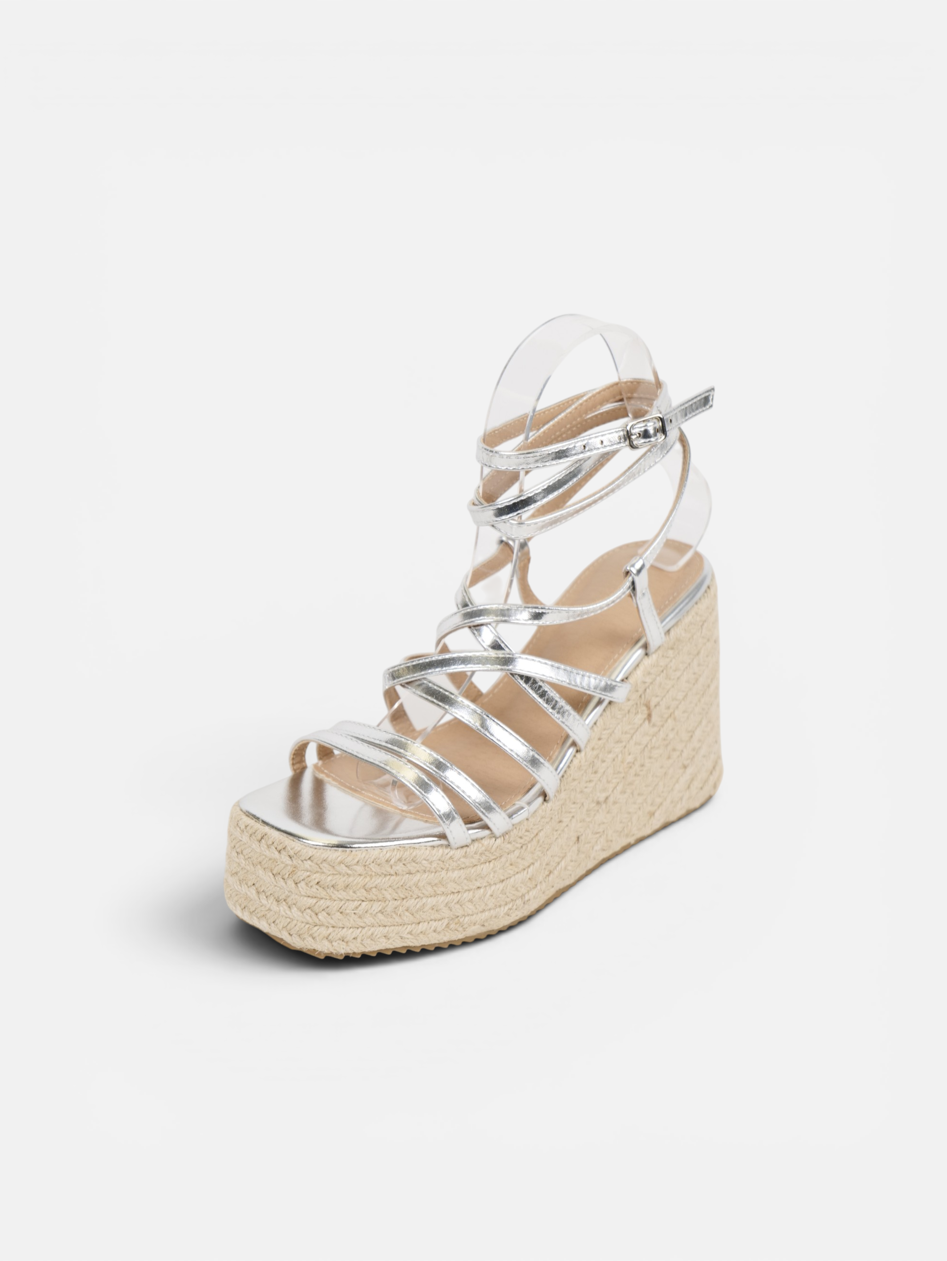 Sandalias de cuña alta de esparto para mujer con plataforma, tiras finas cruzadas, pulsera al tobillo, cuñas cómodas de cuero sintético para verano, fiesta, boda, invitada, vacaciones y diario