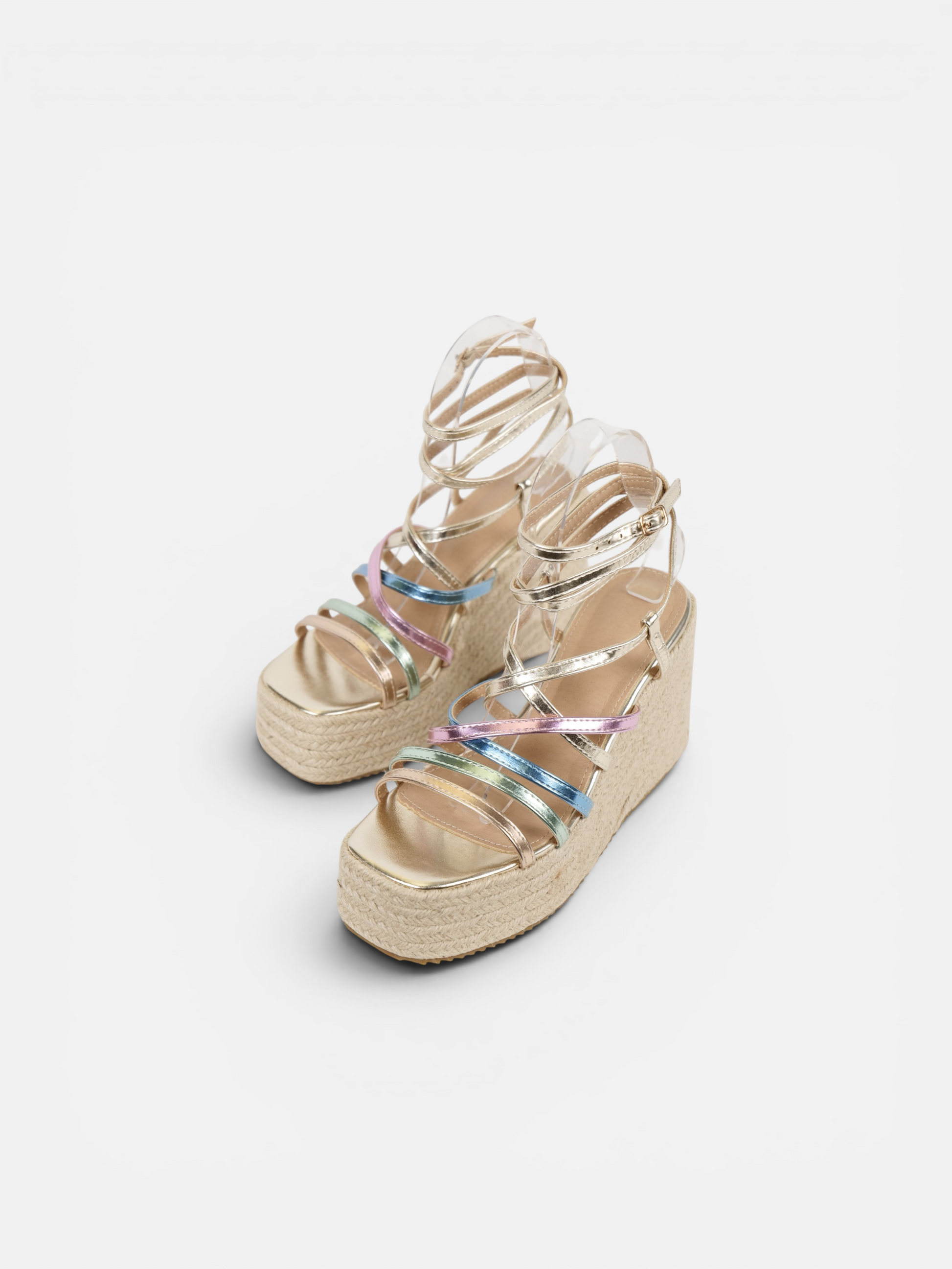 Sandalias de cuña alta de esparto para mujer con plataforma, tiras finas cruzadas, pulsera al tobillo, cuñas cómodas de cuero sintético para verano, fiesta, boda, invitada, vacaciones y diario