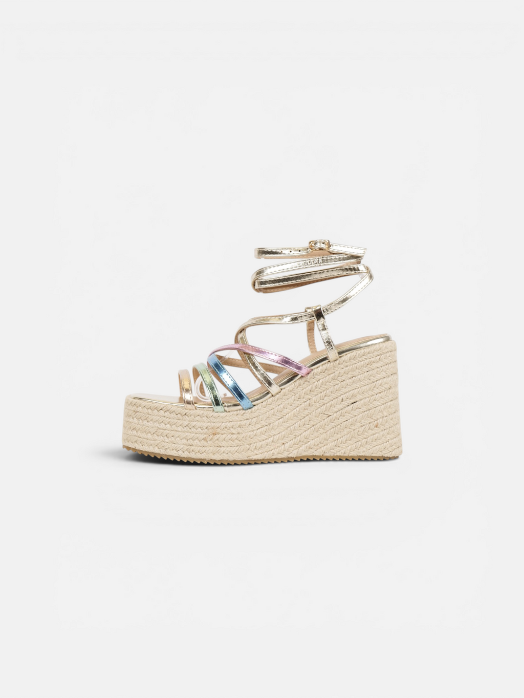 Sandalias de cuña alta de esparto para mujer con plataforma, tiras finas cruzadas, pulsera al tobillo, cuñas cómodas de cuero sintético para verano, fiesta, boda, invitada, vacaciones y diario