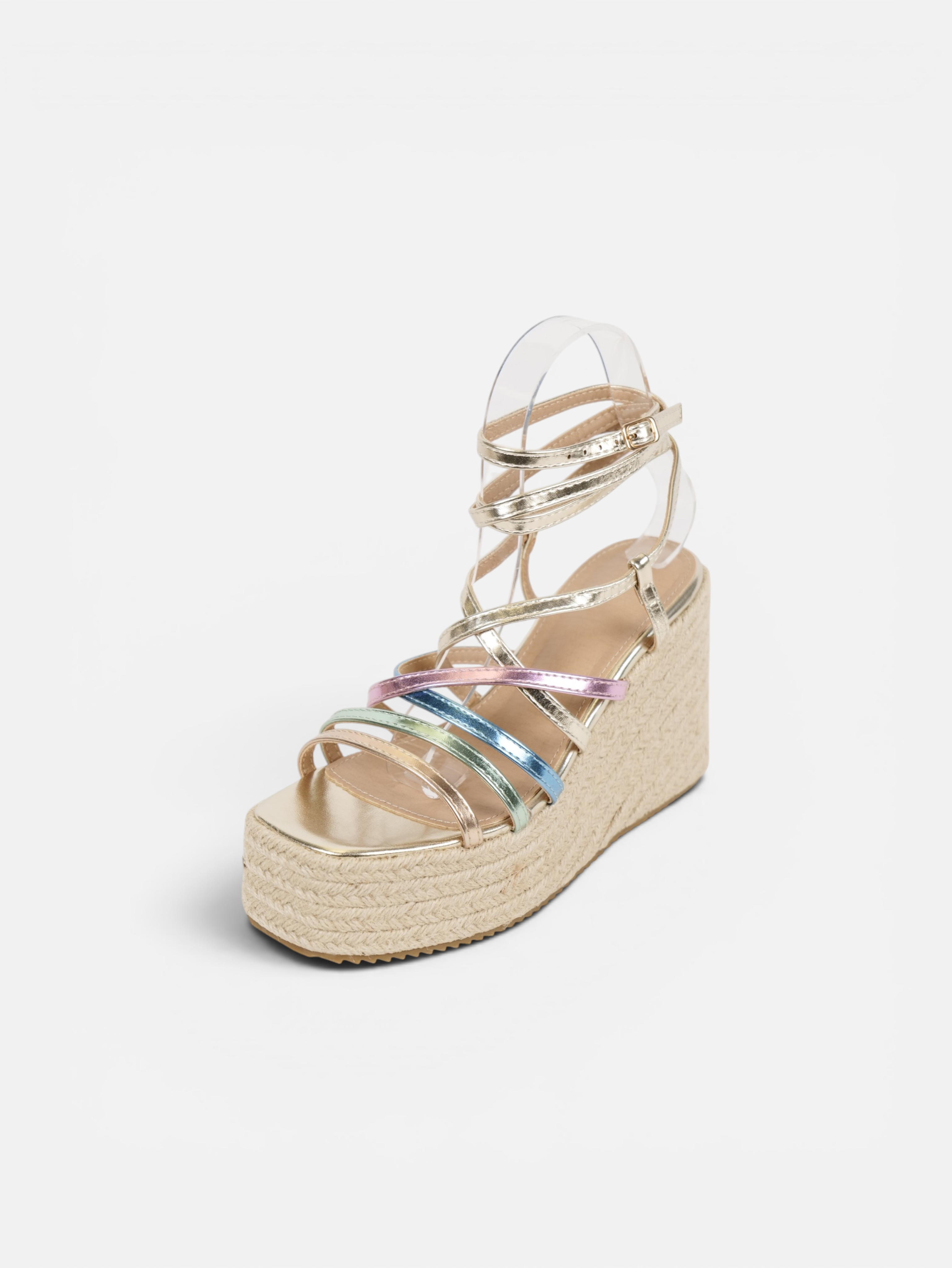 Sandalias de cuña alta de esparto para mujer con plataforma, tiras finas cruzadas, pulsera al tobillo, cuñas cómodas de cuero sintético para verano, fiesta, boda, invitada, vacaciones y diario