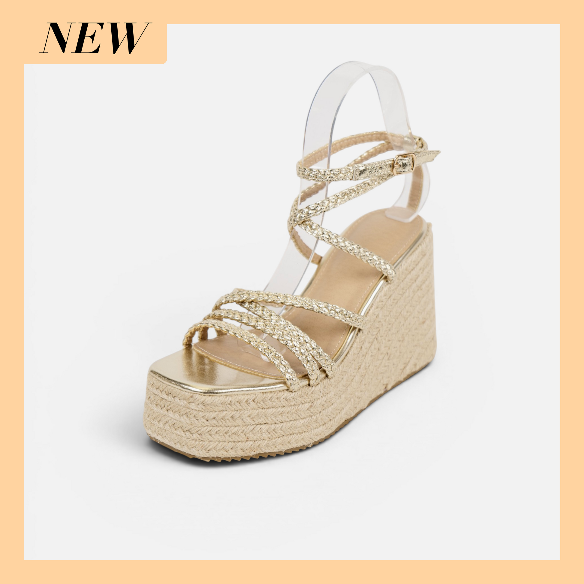 Sandalias de Cuña 11cm con Plataforma Alta Efecto Yute y Tiras con Nudos Decorativos, Sandalia con Pulsera Ajustable de Cuero Sintético para Verano, Fiesta, Vacaciones y Event