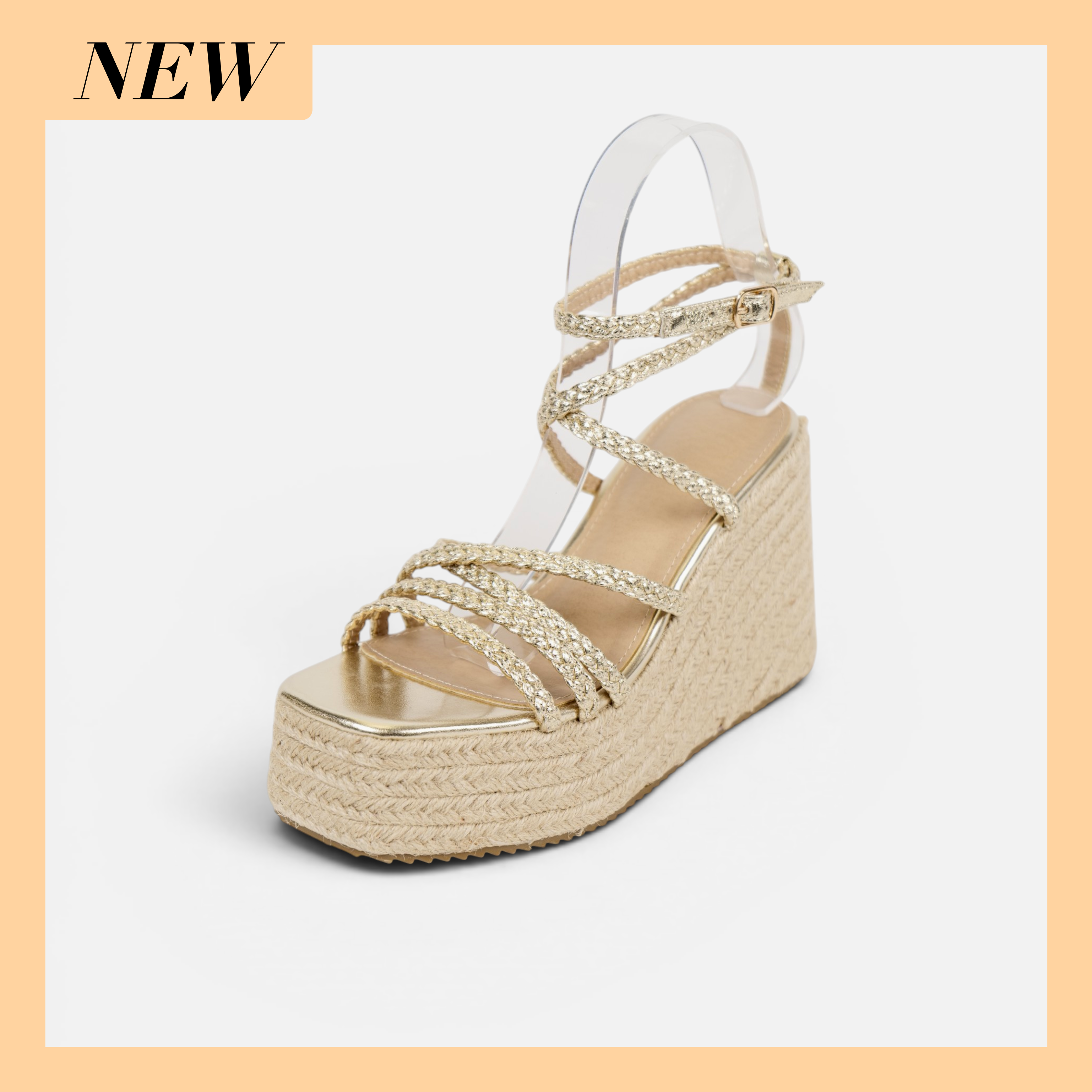 Sandalias de Cuña 11cm con Plataforma Alta Efecto Yute y Tiras con Nudos Decorativos, Sandalia con Pulsera Ajustable de Cuero Sintético para Verano, Fiesta, Vacaciones y Event