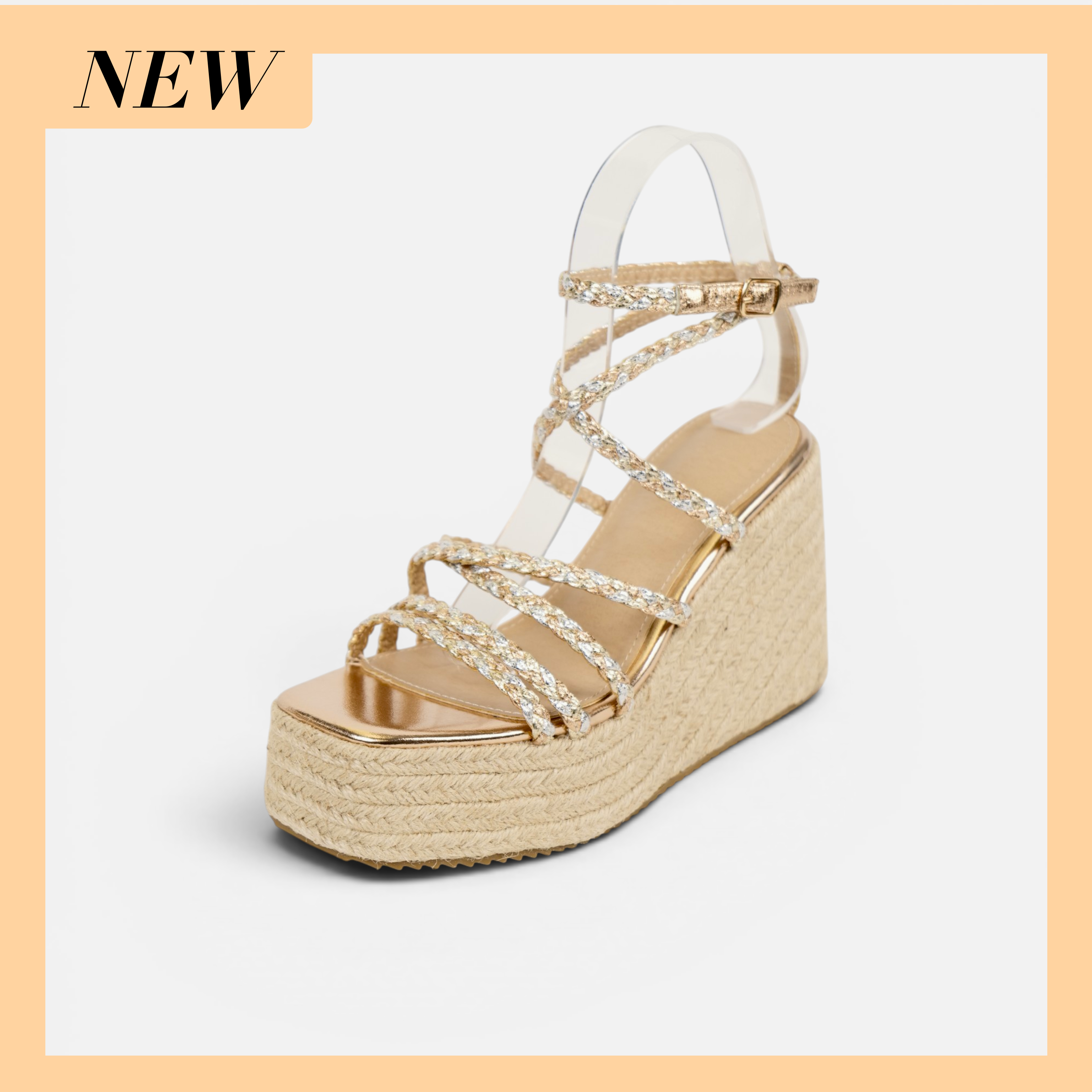 Sandalias de Cuña 11cm con Plataforma Alta Efecto Yute y Tiras con Nudos Decorativos, Sandalia con Pulsera Ajustable de Cuero Sintético para Verano, Fiesta, Vacaciones y Event