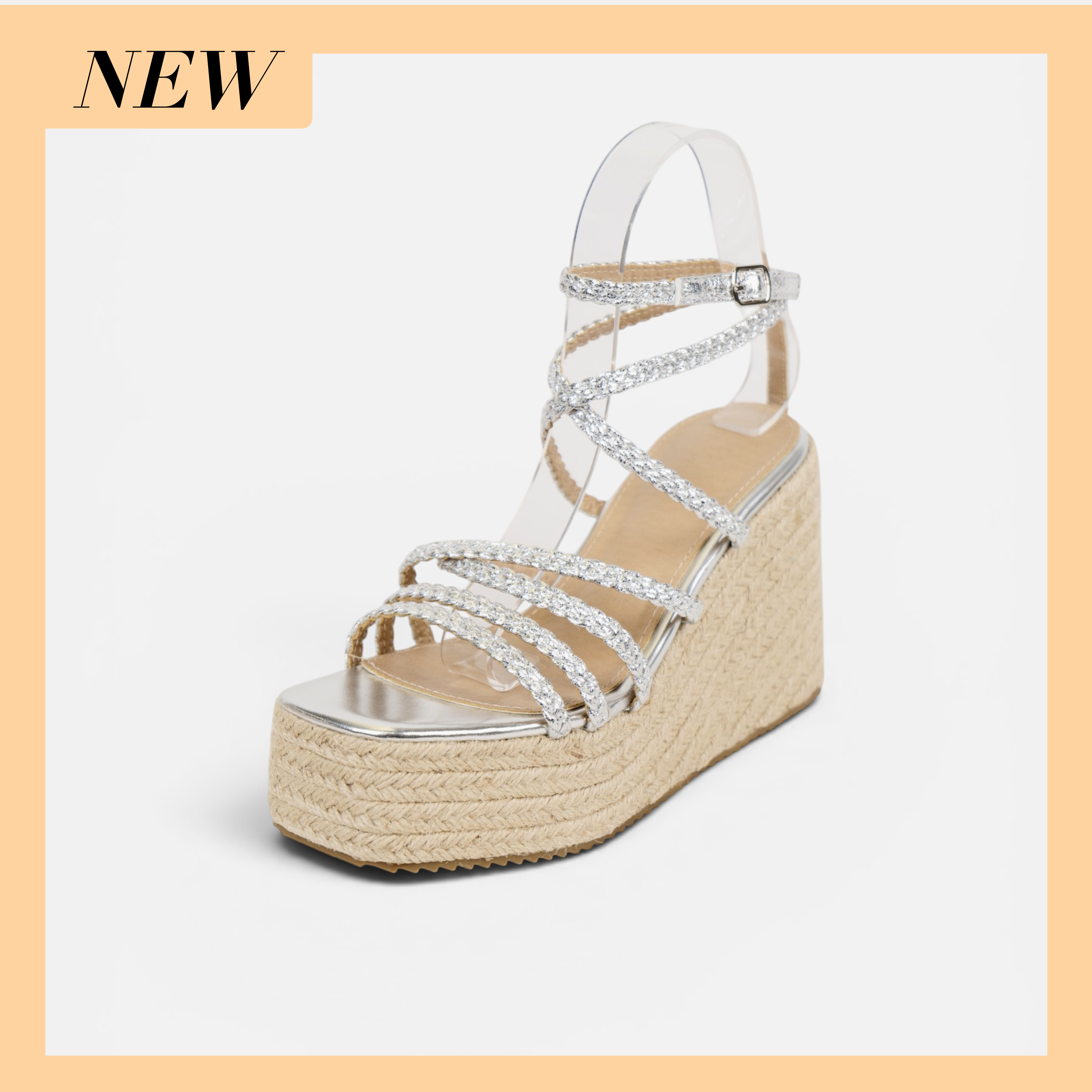 Sandalias de Cuña 11cm con Plataforma Alta Efecto Yute y Tiras con Nudos Decorativos, Sandalia con Pulsera Ajustable de Cuero Sintético para Verano, Fiesta, Vacaciones y Event