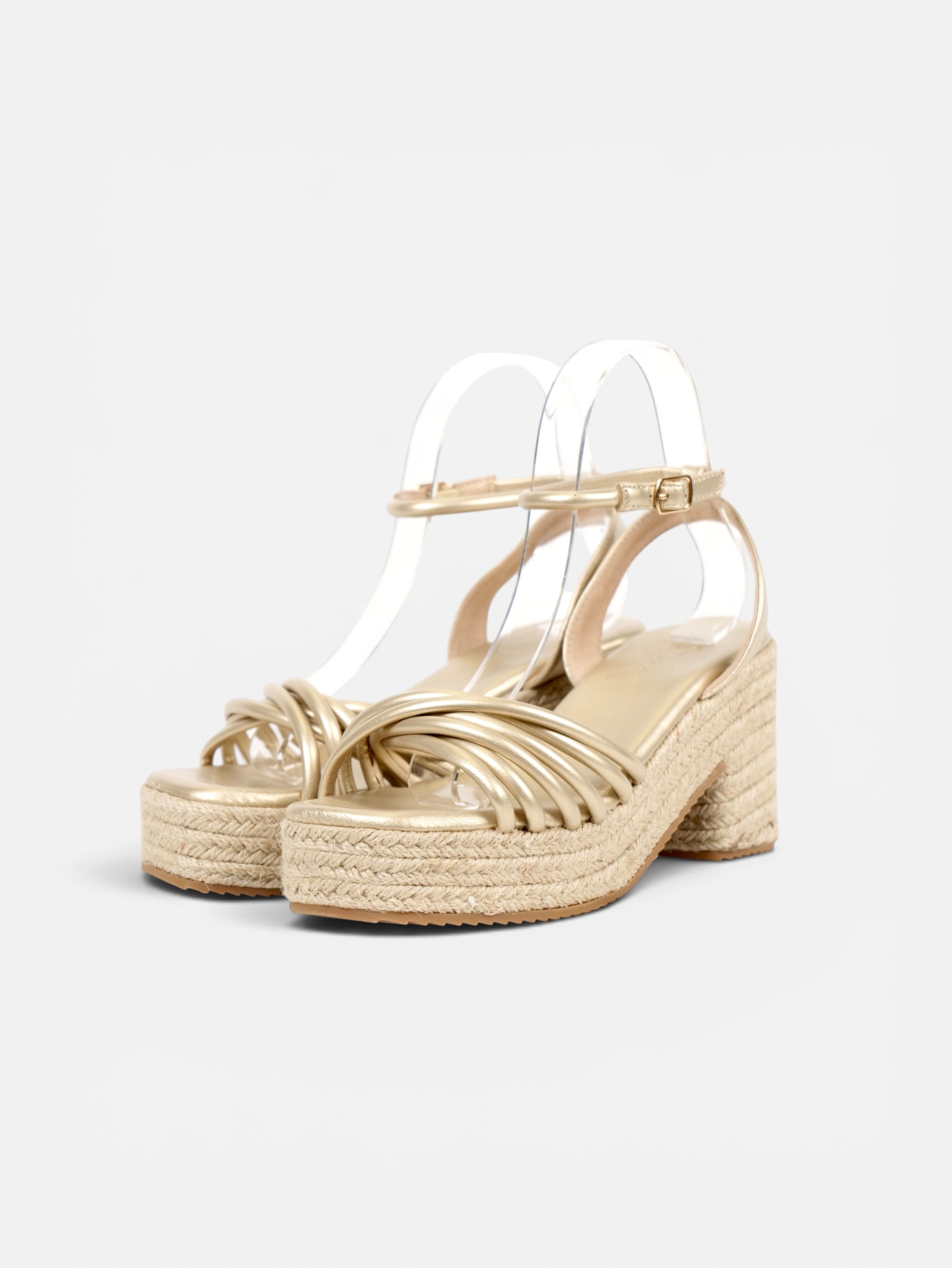 Sandalias de cuña doradas con plataforma para mujer, tiras finas cruzadas, cuña de esparto, pulsera al tobillo, plantilla acolchada, cómodas, elegantes para bodas, fiestas, invitadas y verano