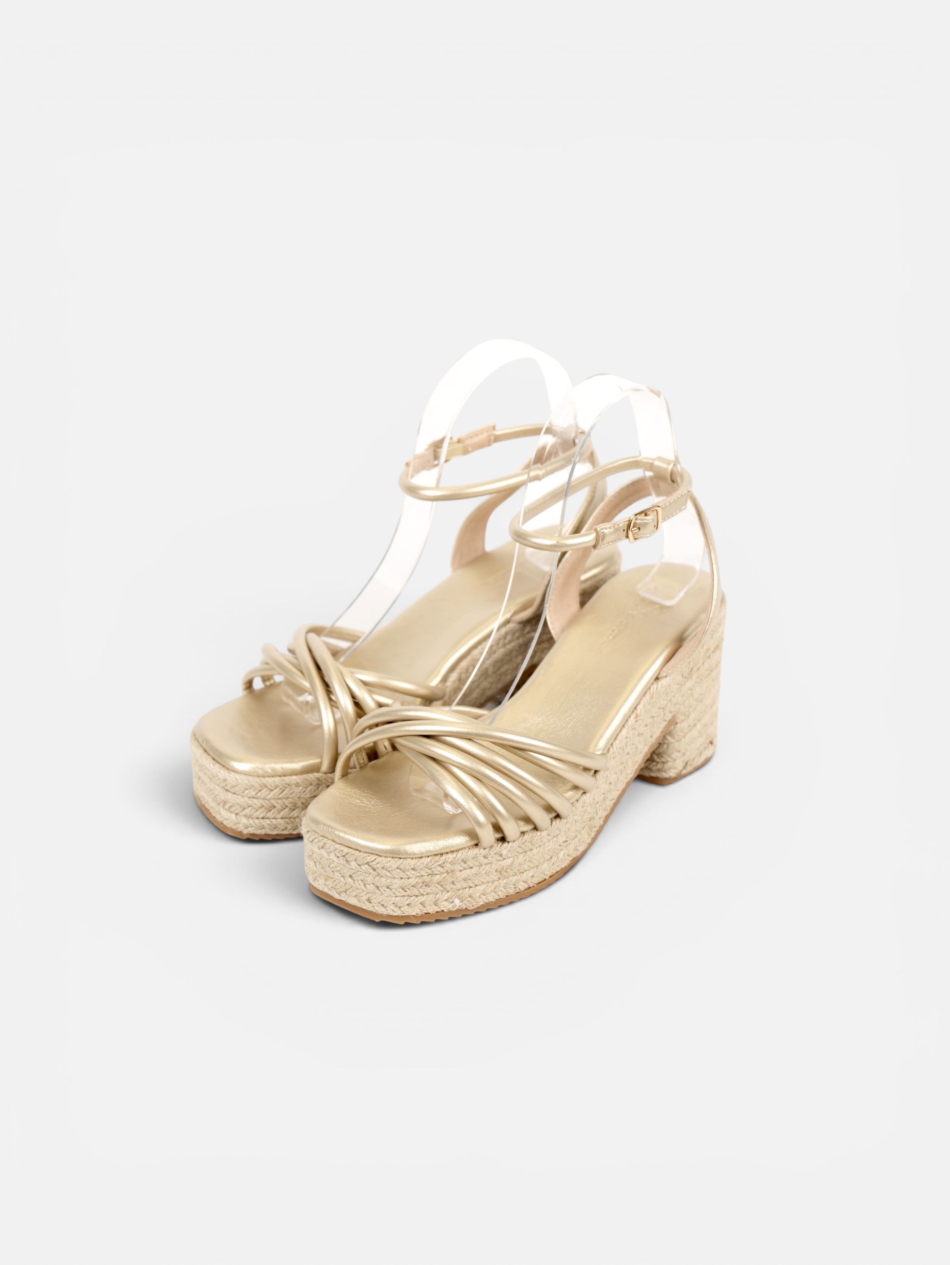 Sandalias de cuña doradas con plataforma para mujer, tiras finas cruzadas, cuña de esparto, pulsera al tobillo, plantilla acolchada, cómodas, elegantes para bodas, fiestas, invitadas y verano
