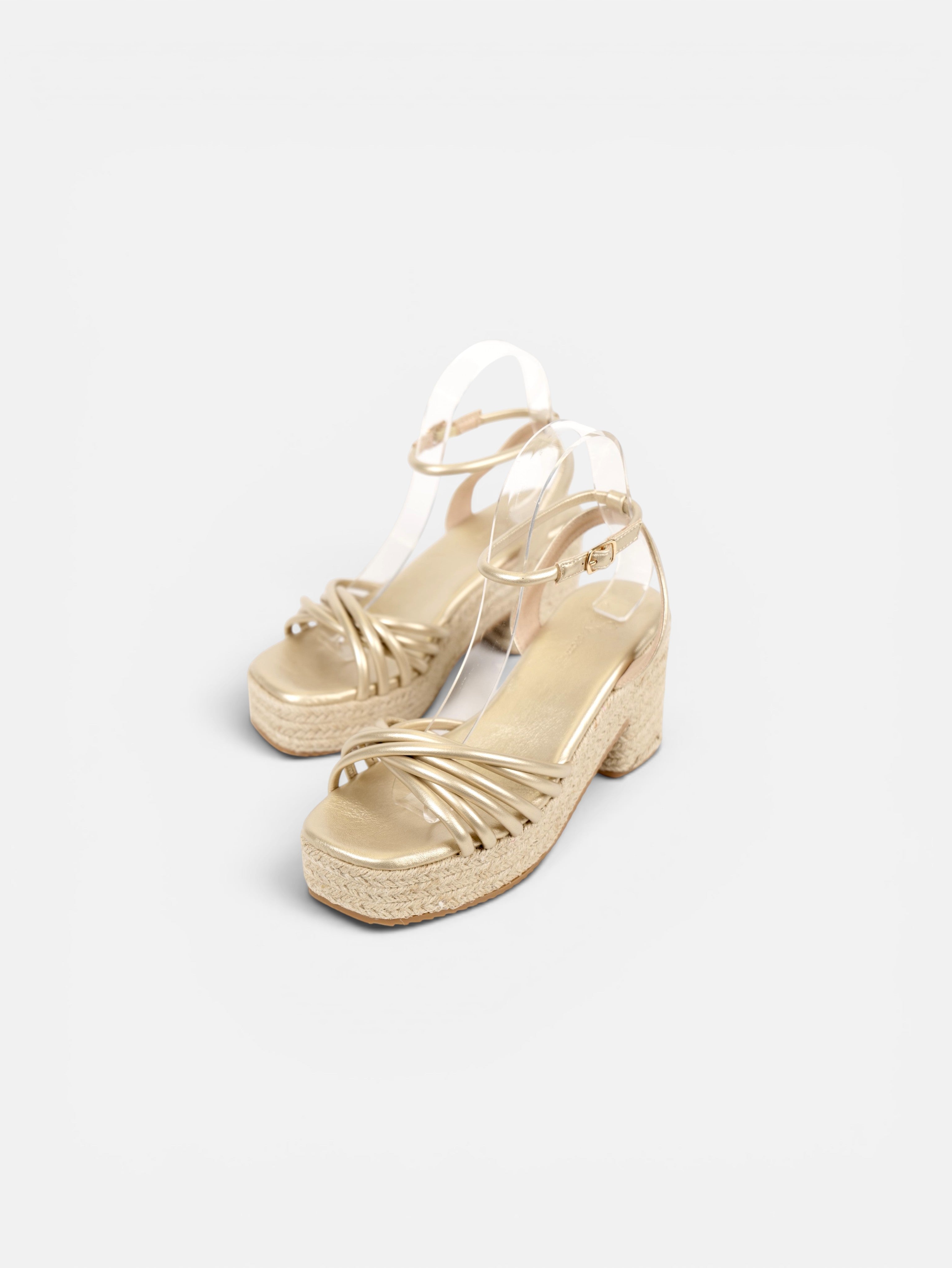 Sandalias de cuña doradas con plataforma para mujer, tiras finas cruzadas, cuña de esparto, pulsera al tobillo, plantilla acolchada, cómodas, elegantes para bodas, fiestas, invitadas y verano