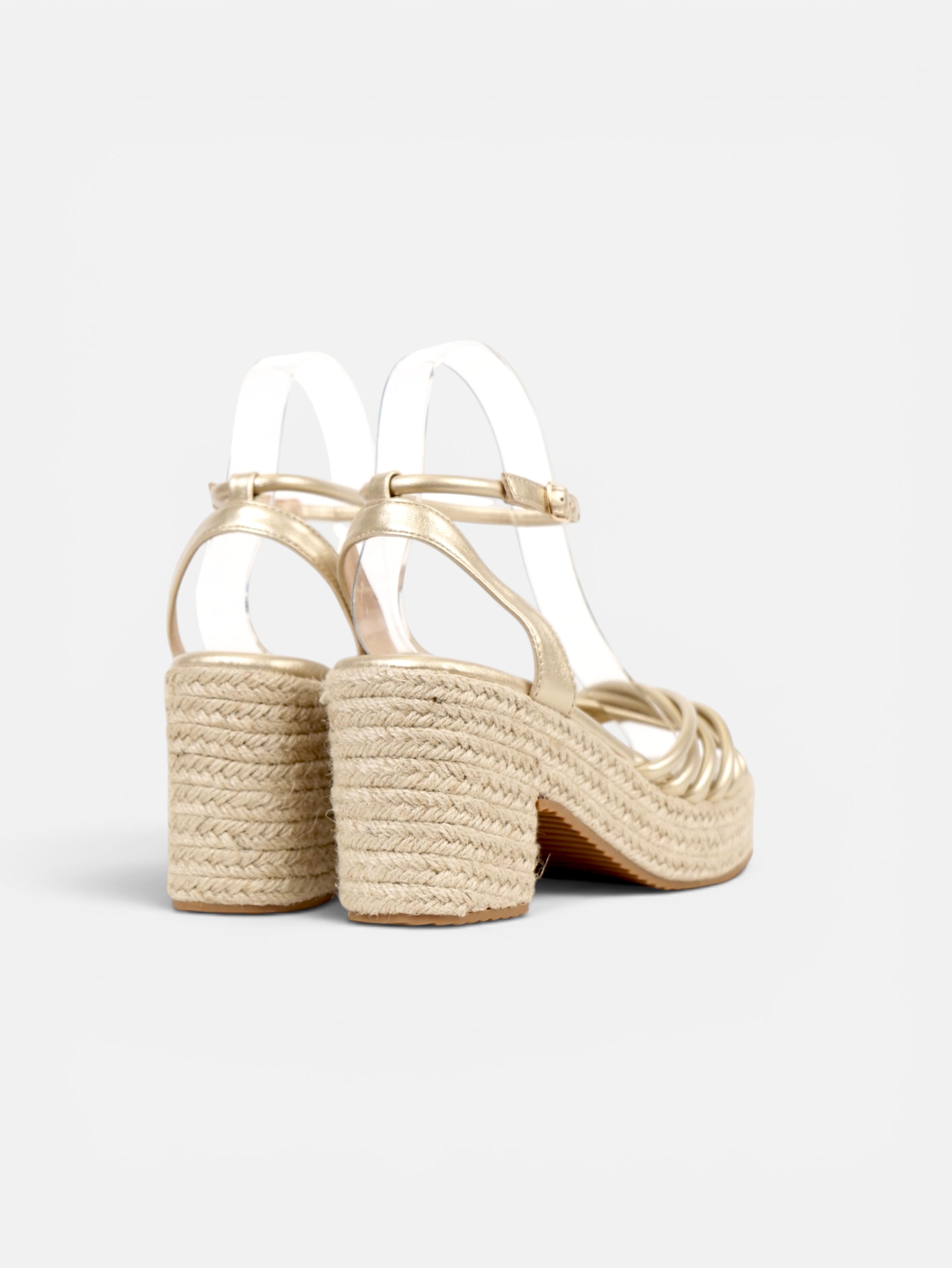 Sandalias de cuña doradas con plataforma para mujer, tiras finas cruzadas, cuña de esparto, pulsera al tobillo, plantilla acolchada, cómodas, elegantes para bodas, fiestas, invitadas y verano