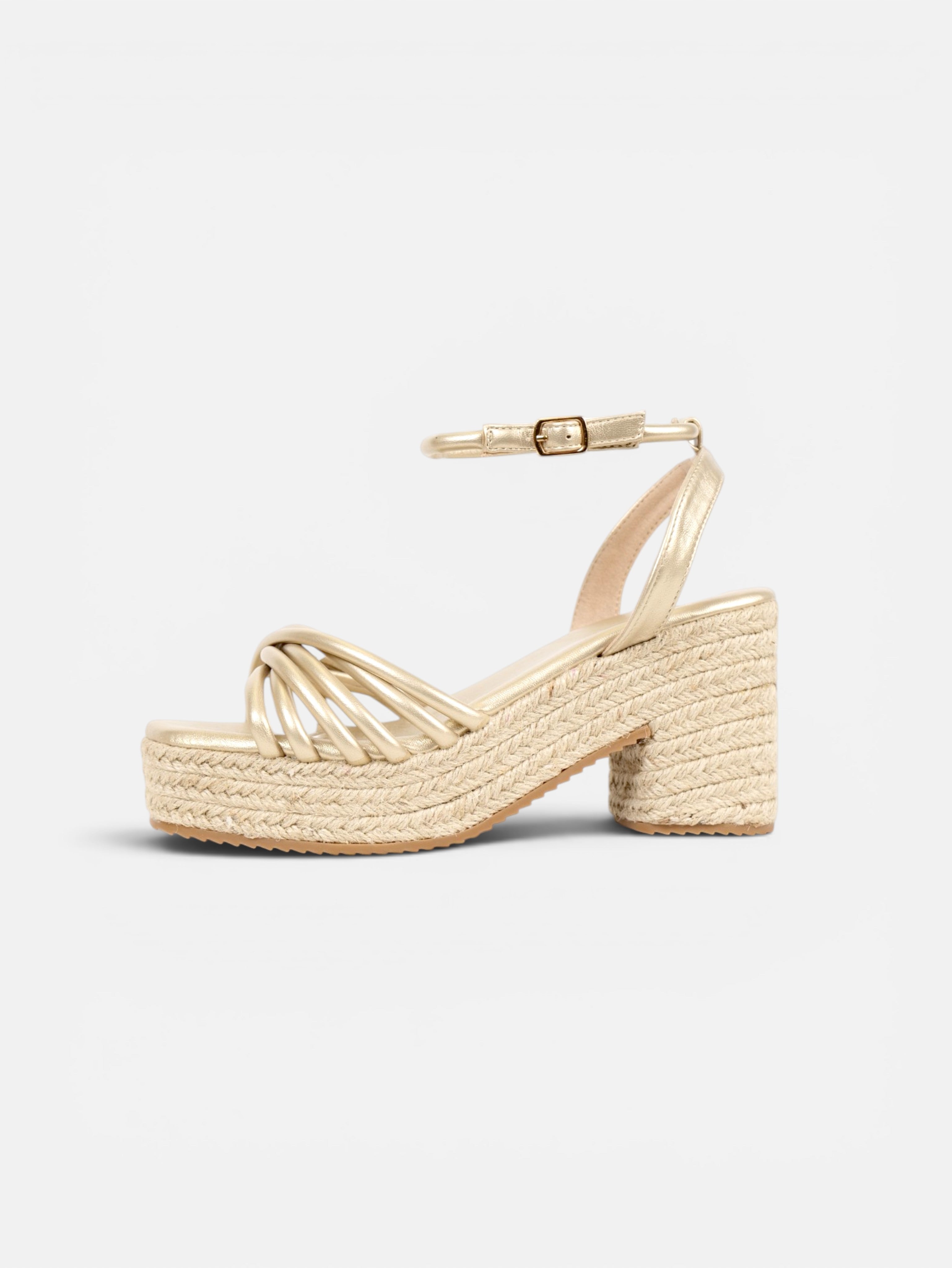 Sandalias de cuña doradas con plataforma para mujer, tiras finas cruzadas, cuña de esparto, pulsera al tobillo, plantilla acolchada, cómodas, elegantes para bodas, fiestas, invitadas y verano