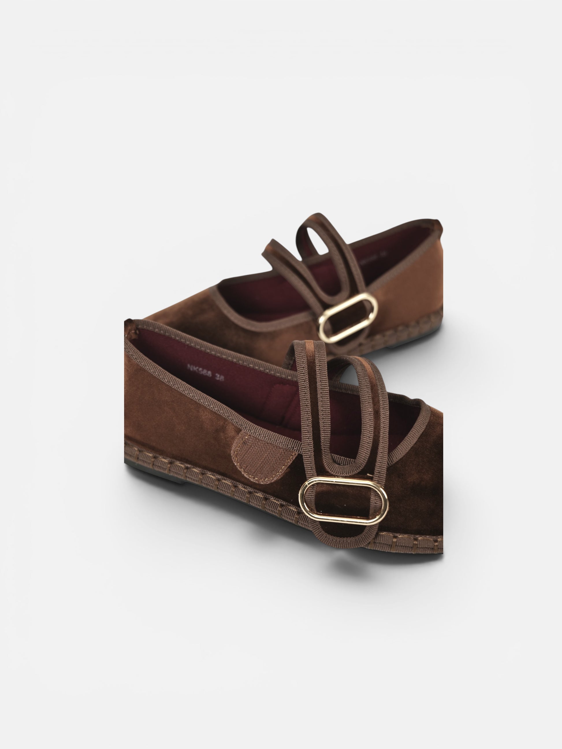 Merceditas terciopelo con doble tira para mujer, manoletinas bailarinas planas con velcro, hebilla dorada decorativa, plantilla textil acolchada extra, suela flexible y cómodas para diario