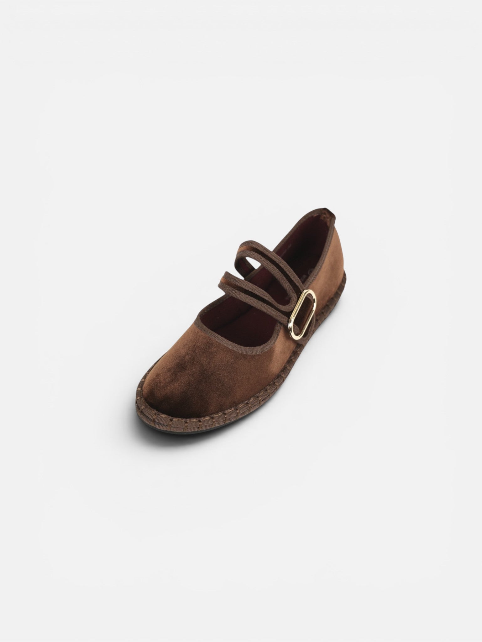 Merceditas terciopelo con doble tira para mujer, manoletinas bailarinas planas con velcro, hebilla dorada decorativa, plantilla textil acolchada extra, suela flexible y cómodas para diario