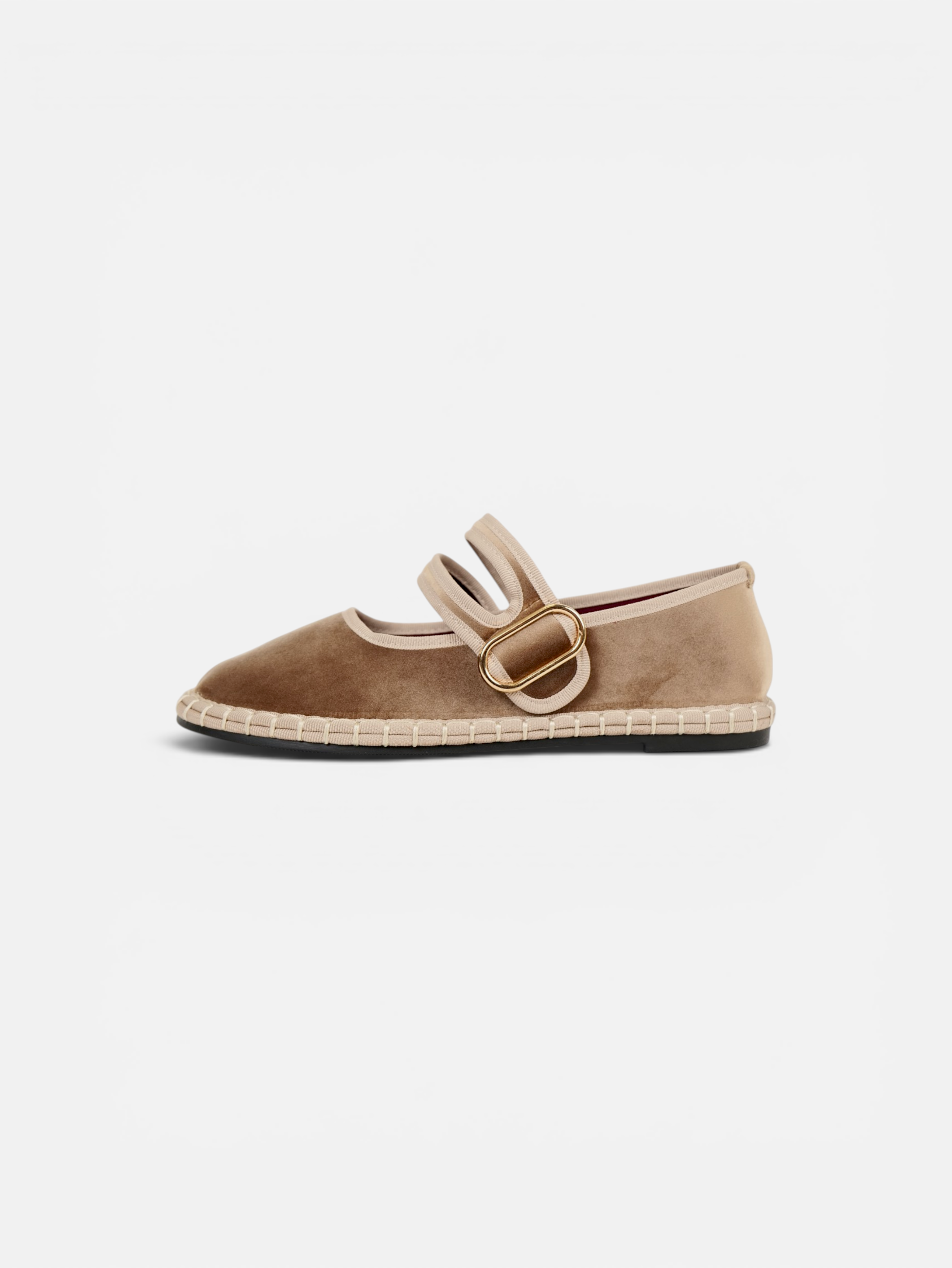 Merceditas terciopelo con doble tira para mujer, manoletinas bailarinas planas con velcro, hebilla dorada decorativa, plantilla textil acolchada extra, suela flexible y cómodas para diario