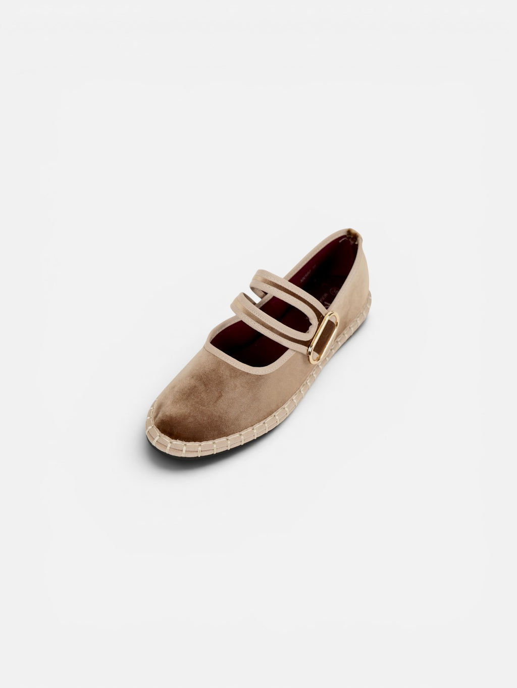 Merceditas terciopelo con doble tira para mujer, manoletinas bailarinas planas con velcro, hebilla dorada decorativa, plantilla textil acolchada extra, suela flexible y cómodas para diario