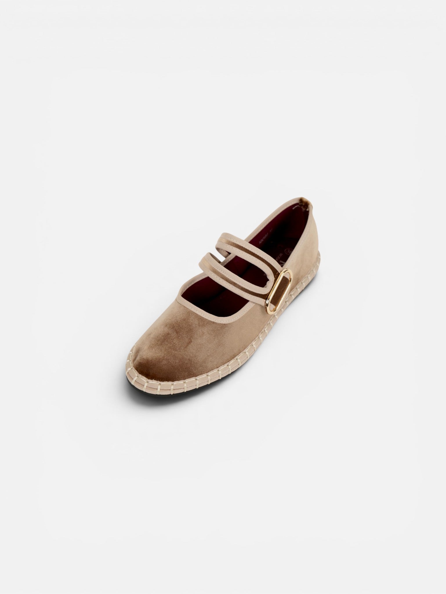 Merceditas terciopelo con doble tira para mujer, manoletinas bailarinas planas con velcro, hebilla dorada decorativa, plantilla textil acolchada extra, suela flexible y cómodas para diario