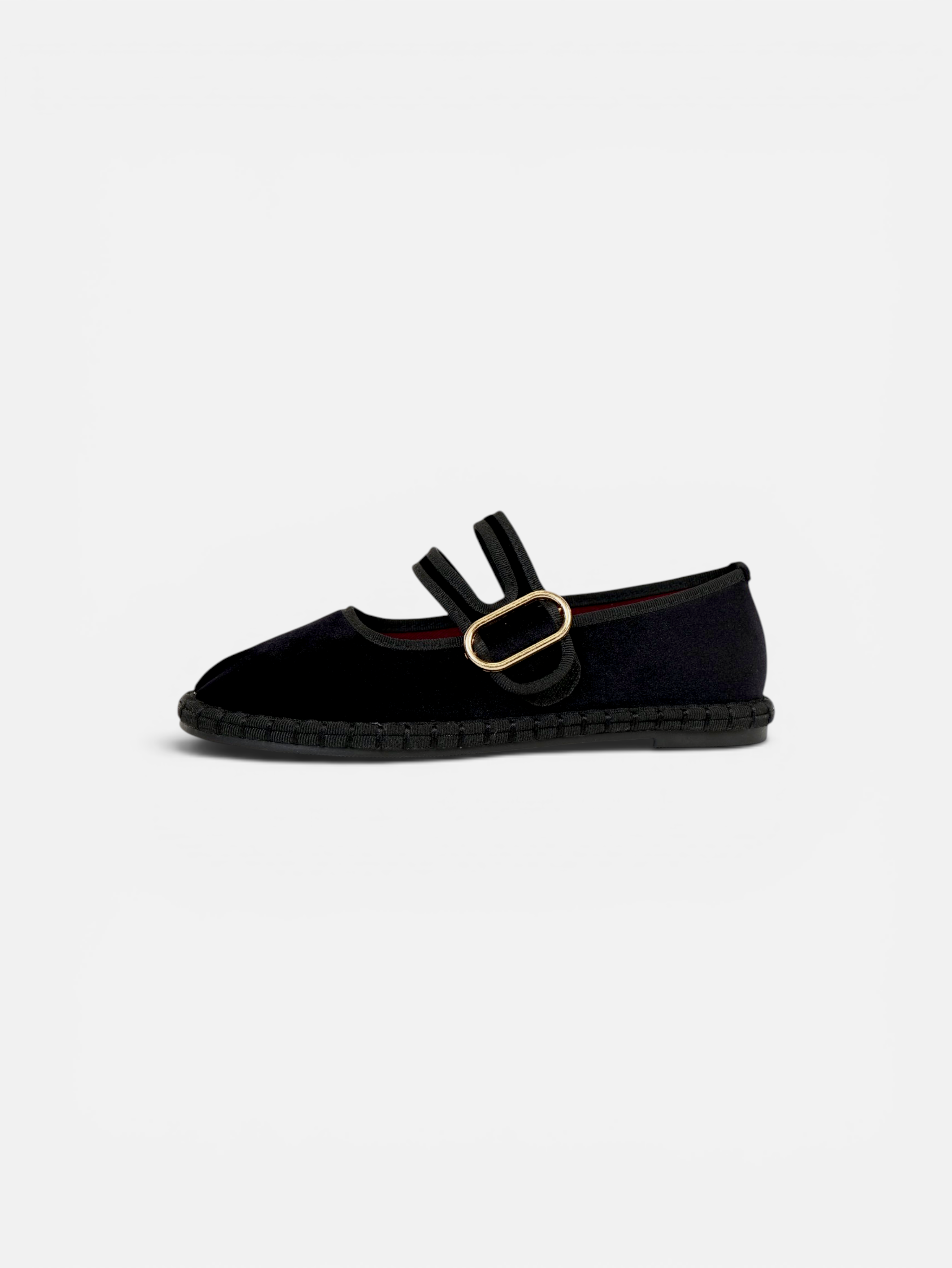 Merceditas terciopelo con doble tira para mujer, manoletinas bailarinas planas con velcro, hebilla dorada decorativa, plantilla textil acolchada extra, suela flexible y cómodas para diario