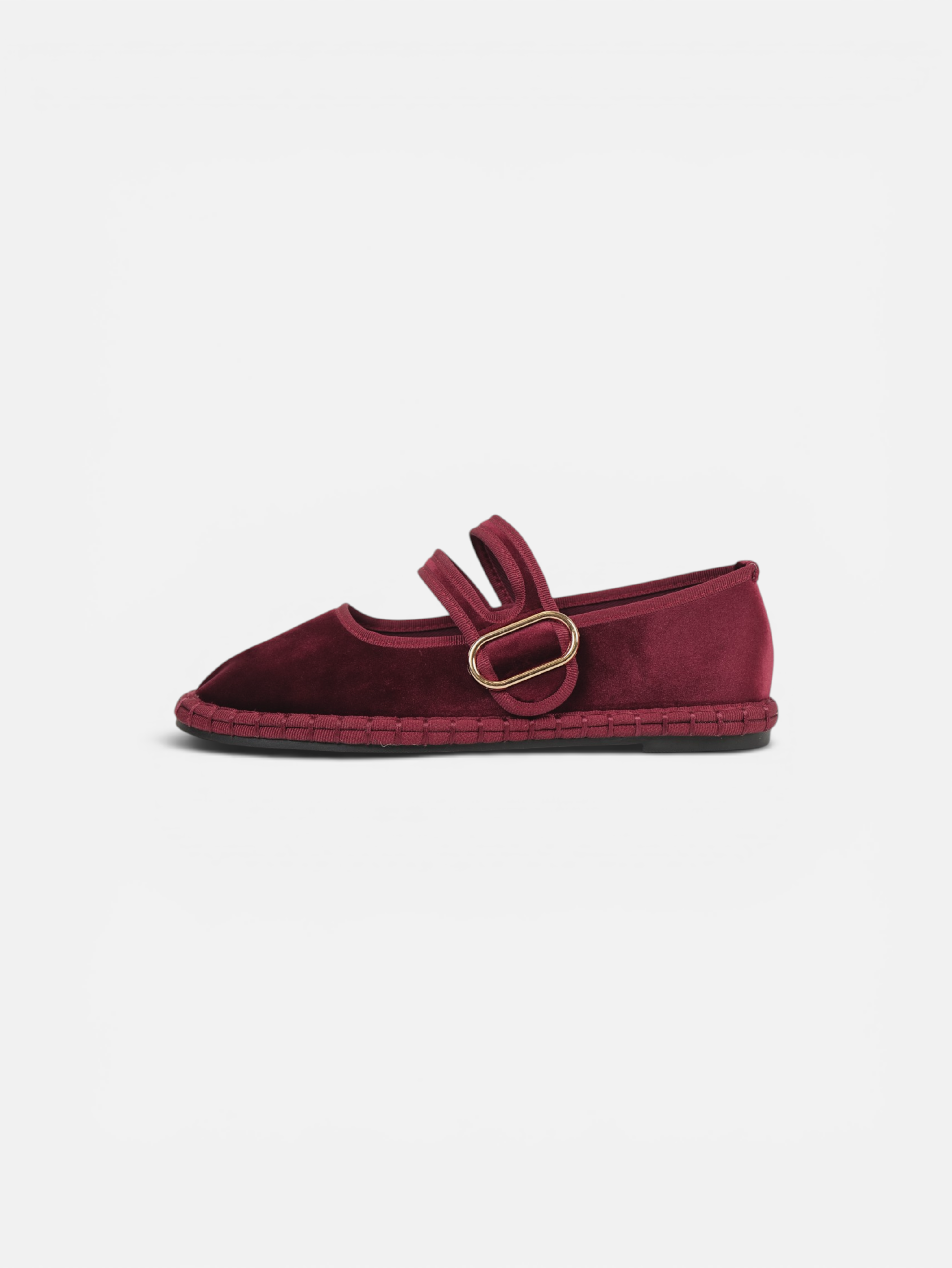 Merceditas terciopelo con doble tira para mujer, manoletinas bailarinas planas con velcro, hebilla dorada decorativa, plantilla textil acolchada extra, suela flexible y cómodas para diario