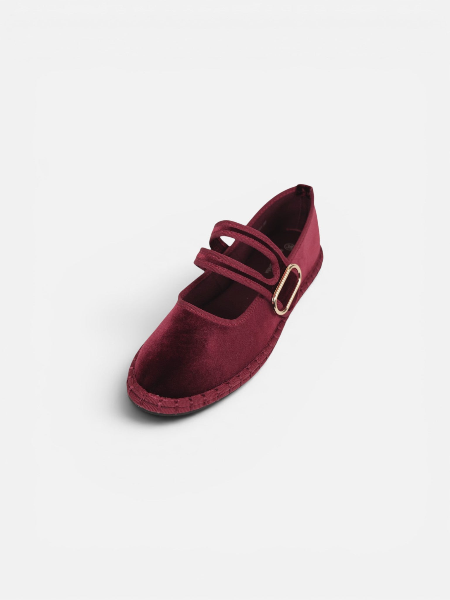 Merceditas terciopelo con doble tira para mujer, manoletinas bailarinas planas con velcro, hebilla dorada decorativa, plantilla textil acolchada extra, suela flexible y cómodas para diario
