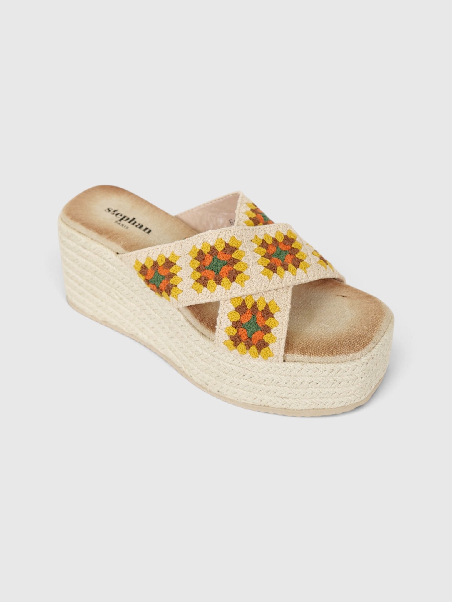 Sandalias con cuña alta tiras multicolor estilo arcoíris