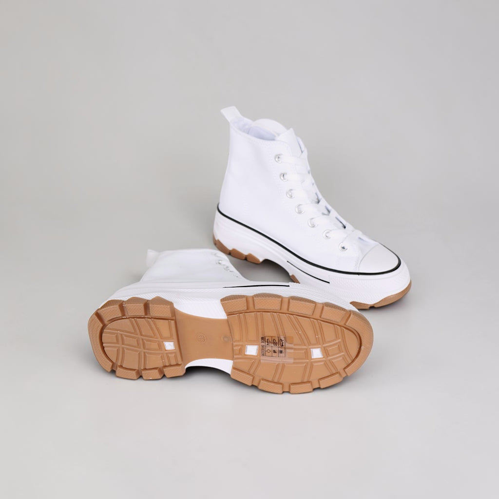 Zapatillas de lona para mujer con plataforma y cordones deportivas casual, suela gruesa dentada, puntera redonda, estilo urbano, negro y blanco