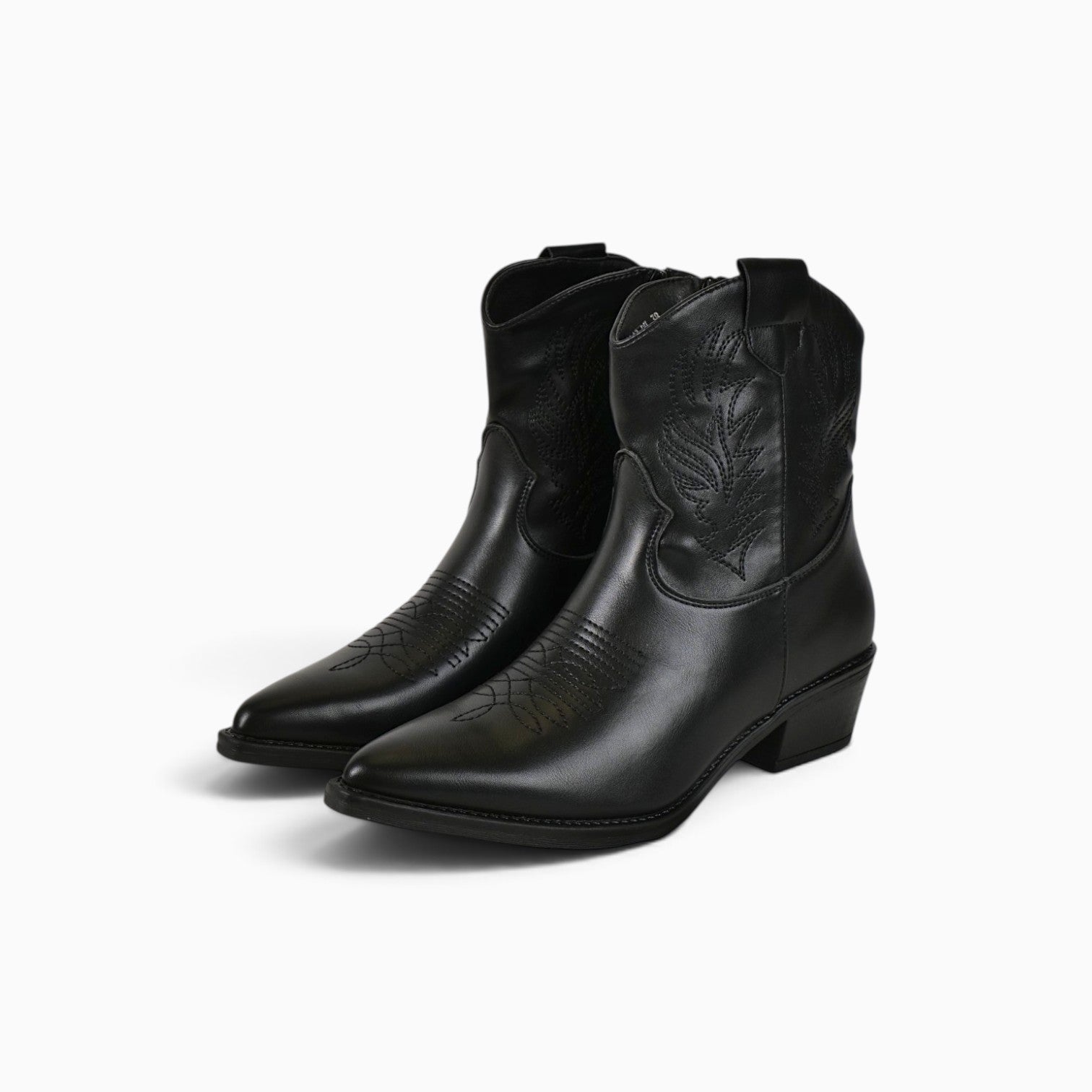 Botines cowboy bordados de gamuza sintética para mujer, botas camperas de caña media, tacón ancho, punta afilada, botas vaquetas cremallera lateral, cómodos para otoño invierno