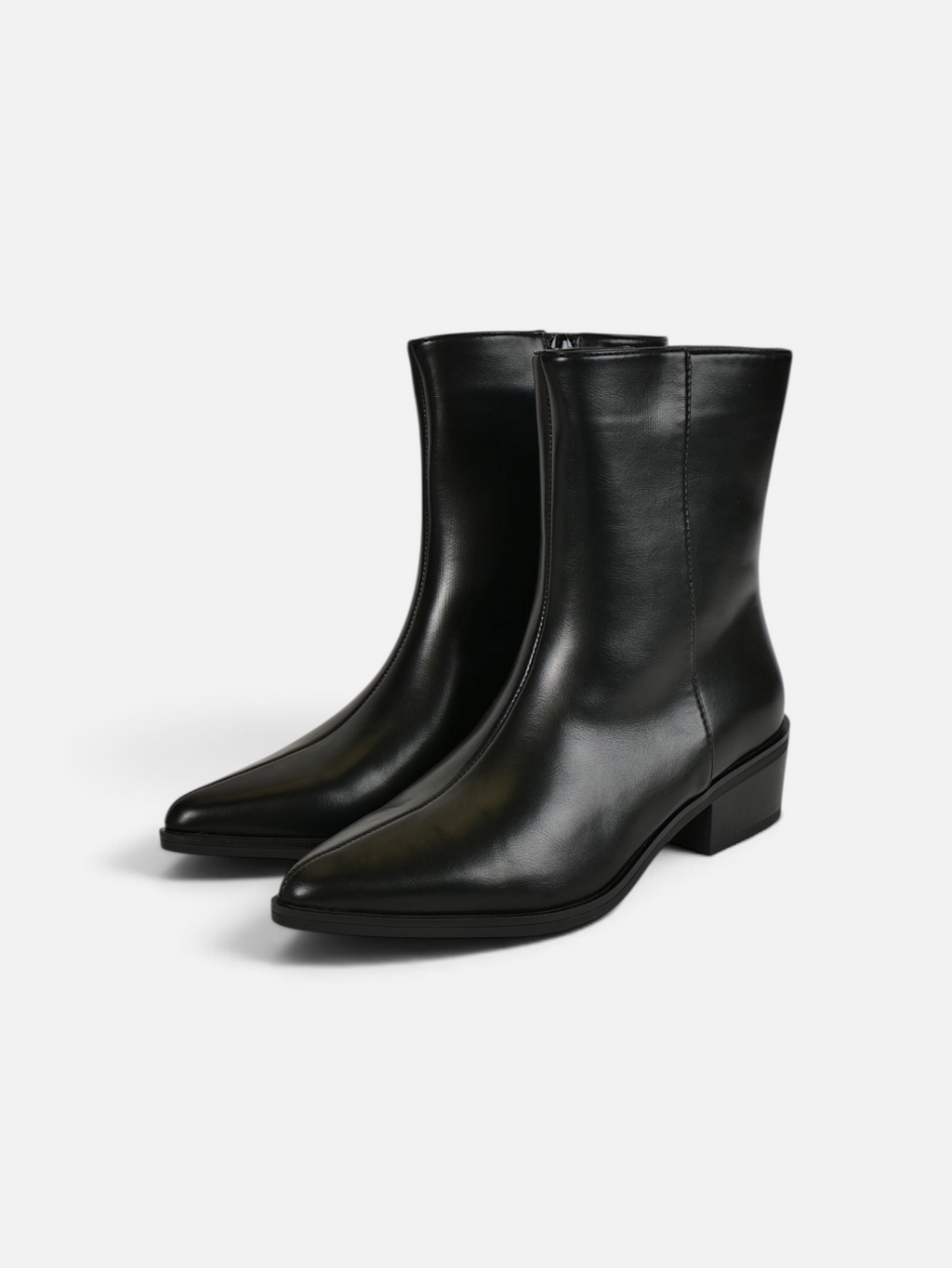 Botines elegantes punta afilada para mujer efecto piel, tacón bajo ancho con cremallera lateral, estilo minimalista, para oficina, otoño invierno, negro, burdeos y marrón chocolate