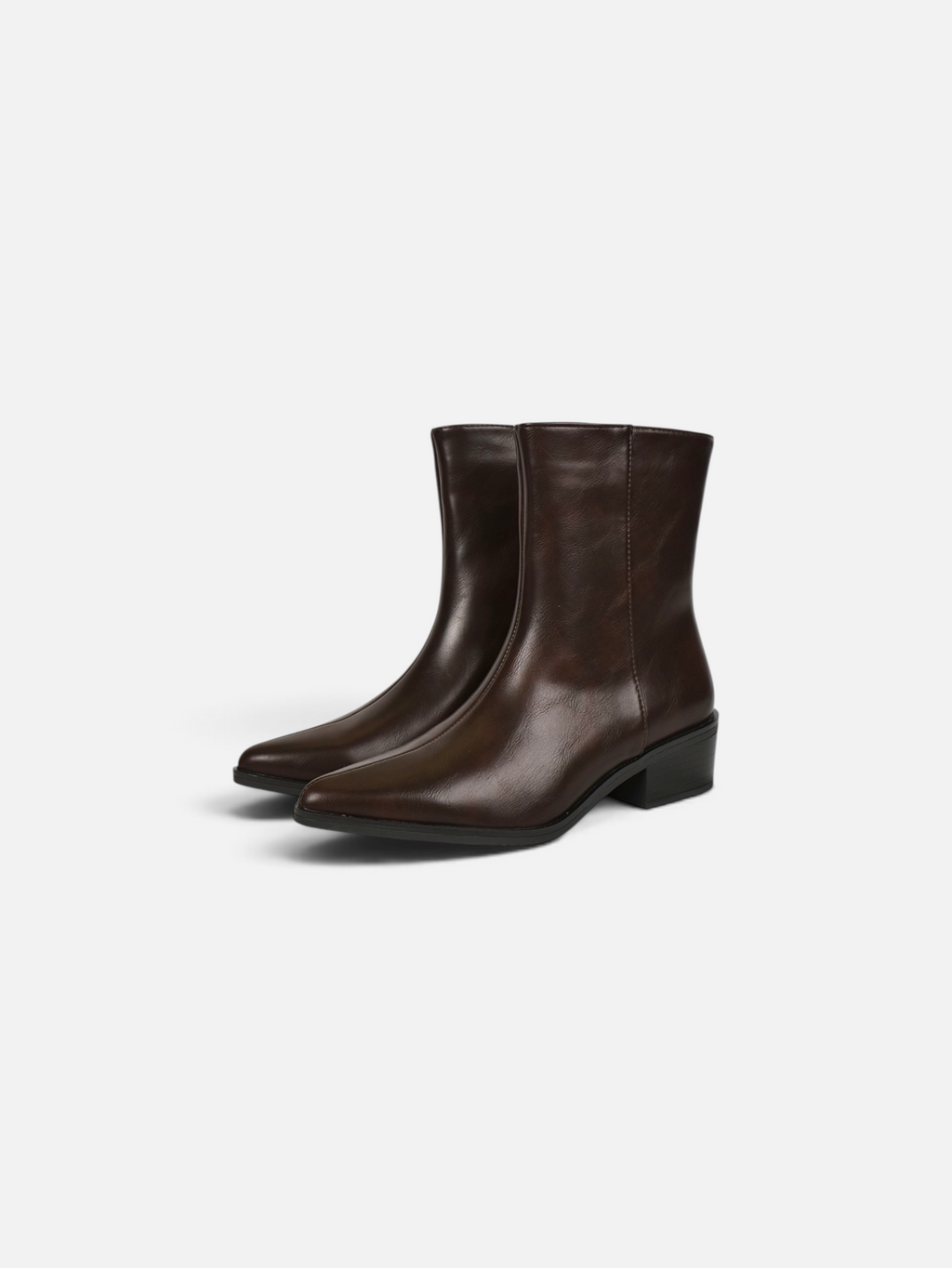 Botines elegantes punta afilada para mujer efecto piel, tacón bajo ancho con cremallera lateral, estilo minimalista, para oficina, otoño invierno, negro, burdeos y marrón chocolate