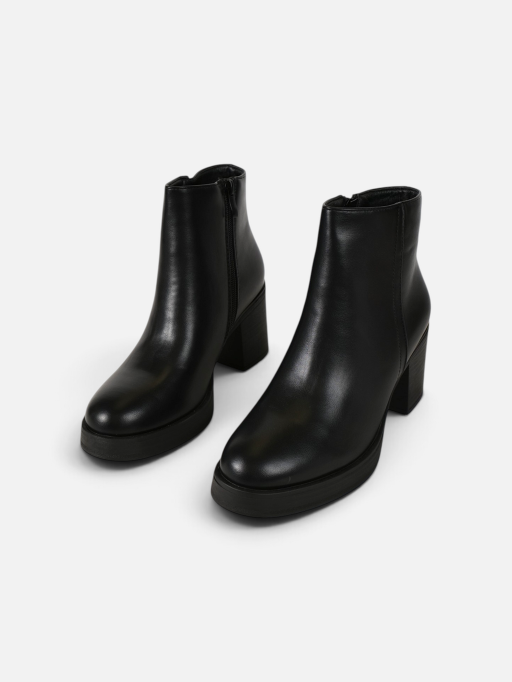 Botín con plataforma y tacón ancho de mujer, disponibles en cuero sintético y efecto ante, botín de otoño invierno con cremallera lateral, negro, marrón chocolate y caqui