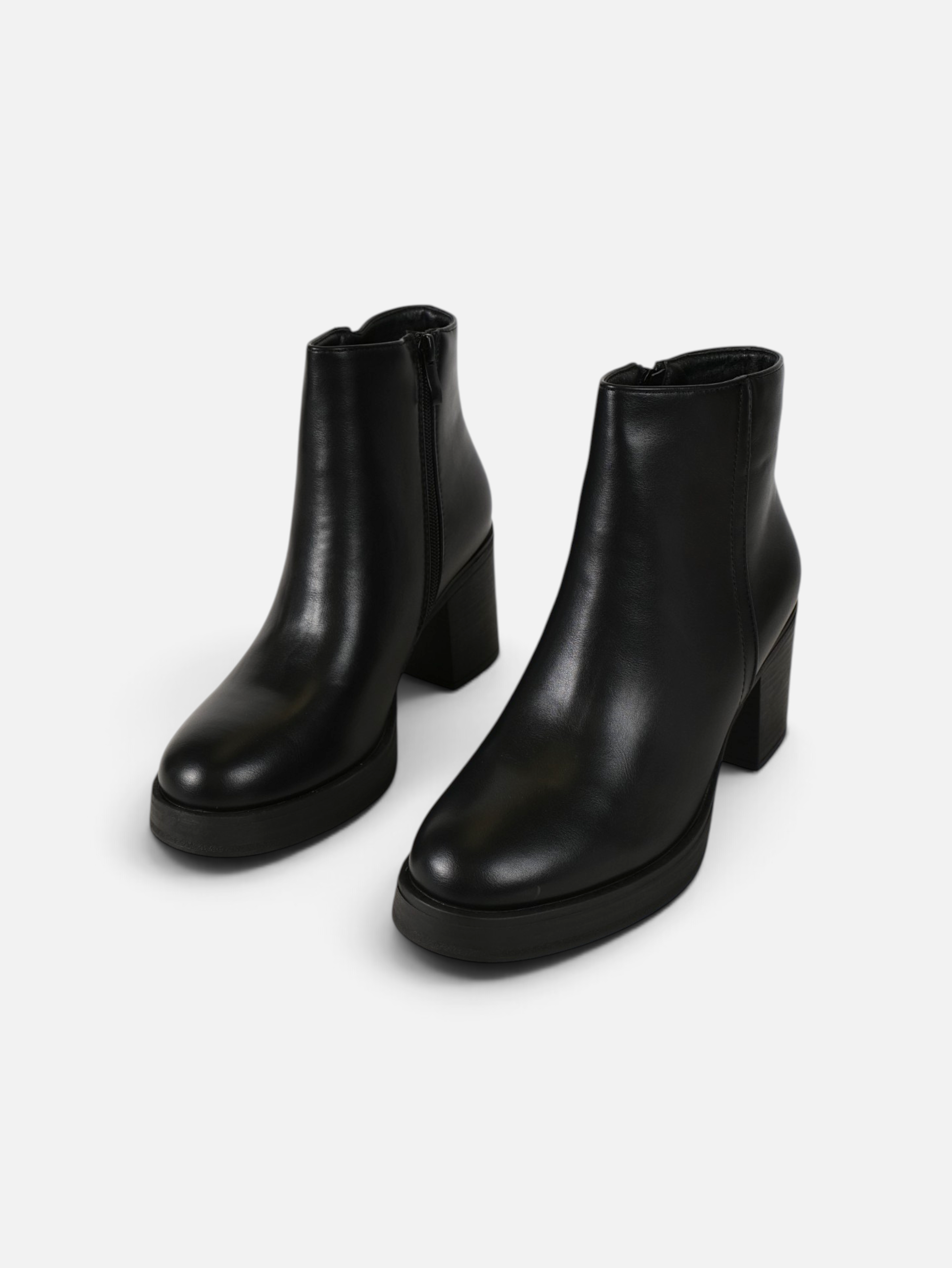 Botín con plataforma y tacón ancho de mujer, disponibles en cuero sintético y efecto ante, botín de otoño invierno con cremallera lateral, negro, marrón chocolate y caqui