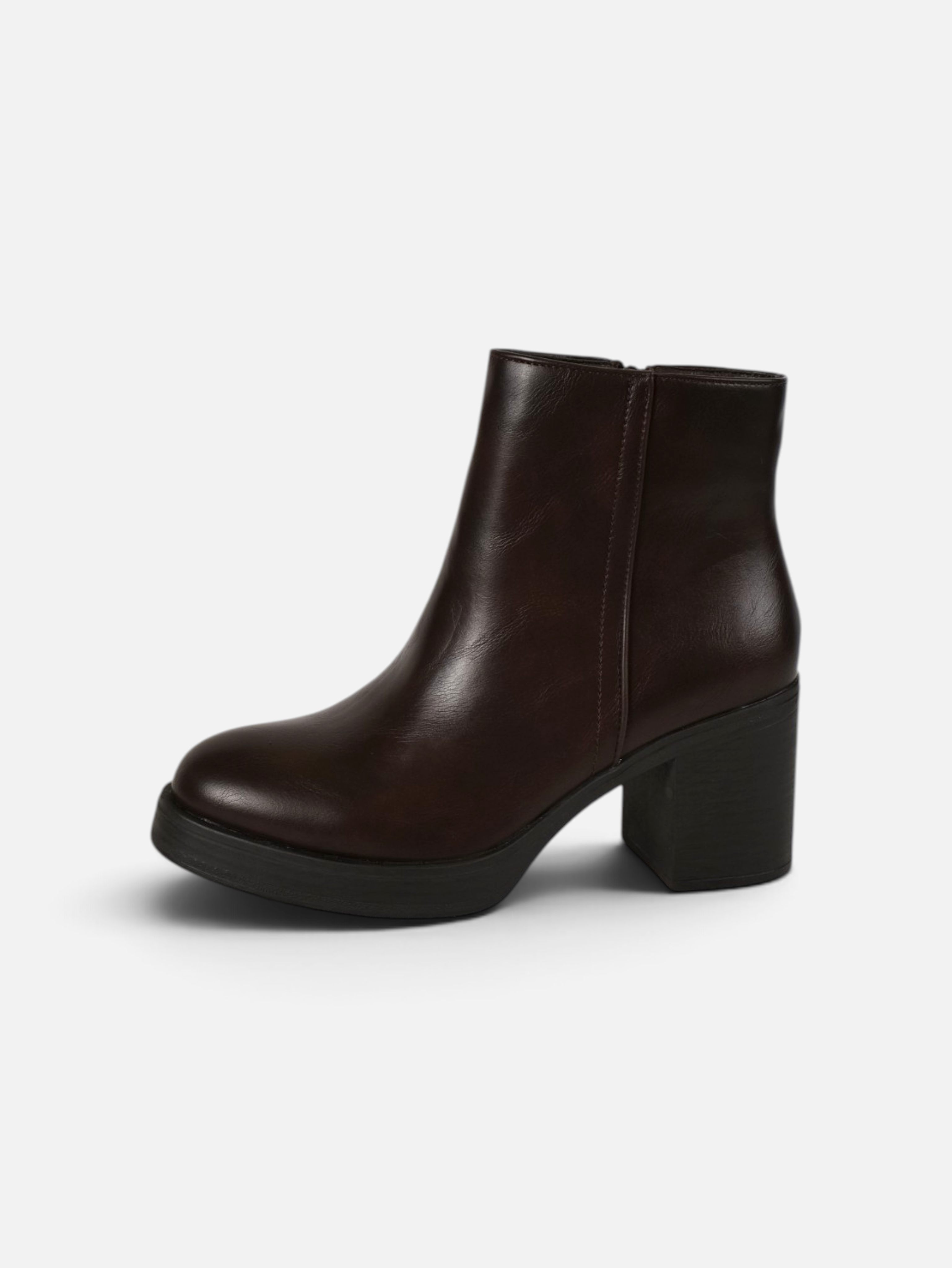 Botín con plataforma y tacón ancho de mujer, disponibles en cuero sintético y efecto ante, botín de otoño invierno con cremallera lateral, negro, marrón chocolate y caqui