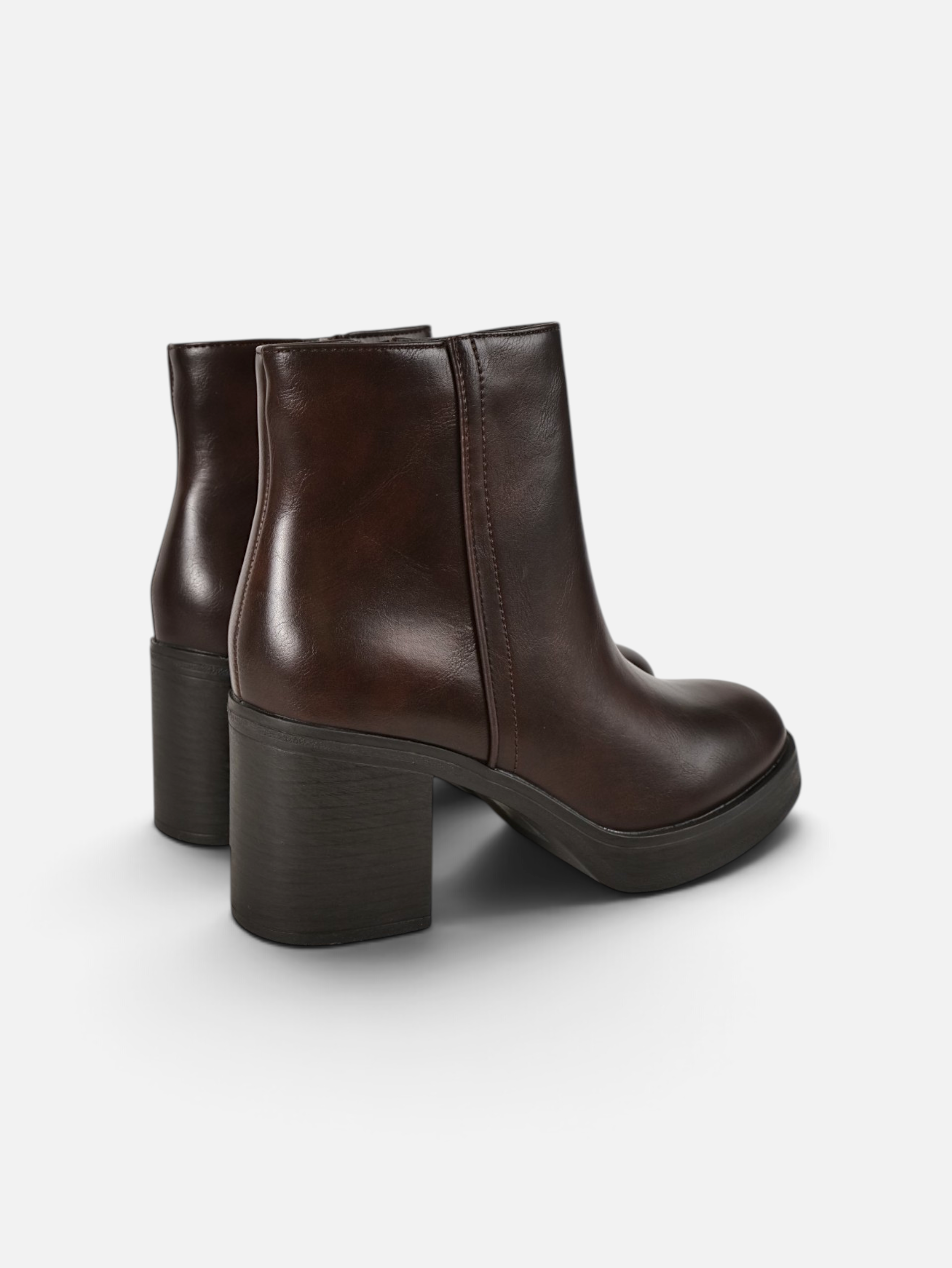 Botín con plataforma y tacón ancho de mujer, disponibles en cuero sintético y efecto ante, botín de otoño invierno con cremallera lateral, negro, marrón chocolate y caqui