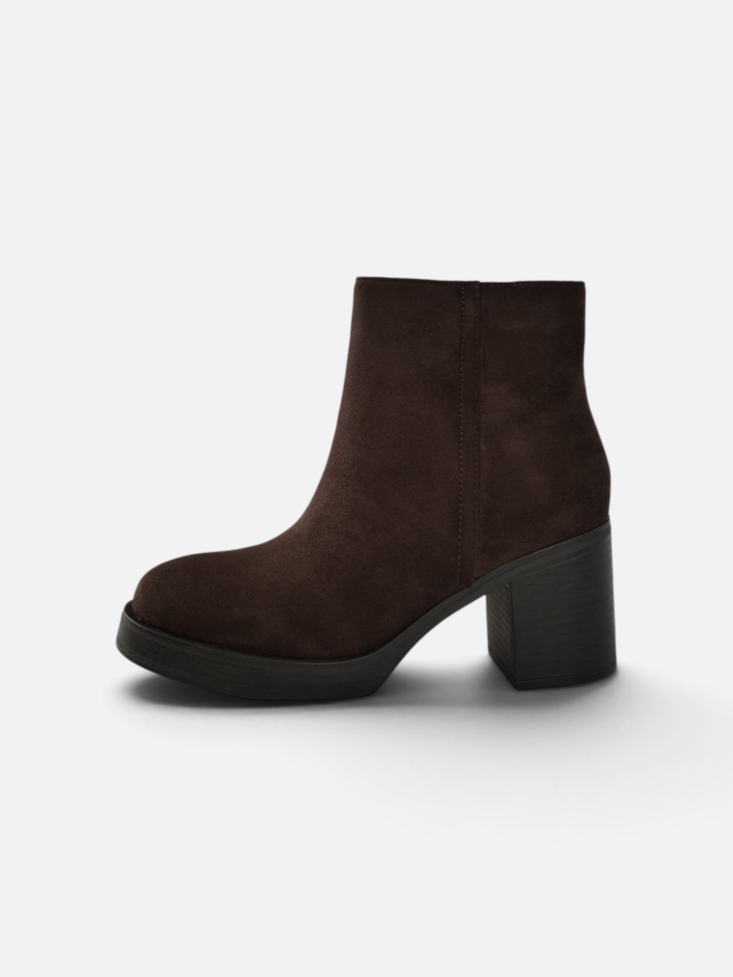 Botín con plataforma y tacón ancho de mujer, disponibles en cuero sintético y efecto ante, botín de otoño invierno con cremallera lateral, negro, marrón chocolate y caqui