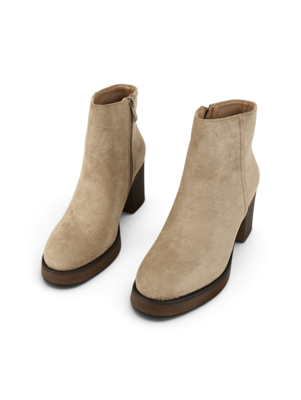Botín con plataforma y tacón ancho de mujer, disponibles en cuero sintético y efecto ante, botín de otoño invierno con cremallera lateral, negro, marrón chocolate y caqui