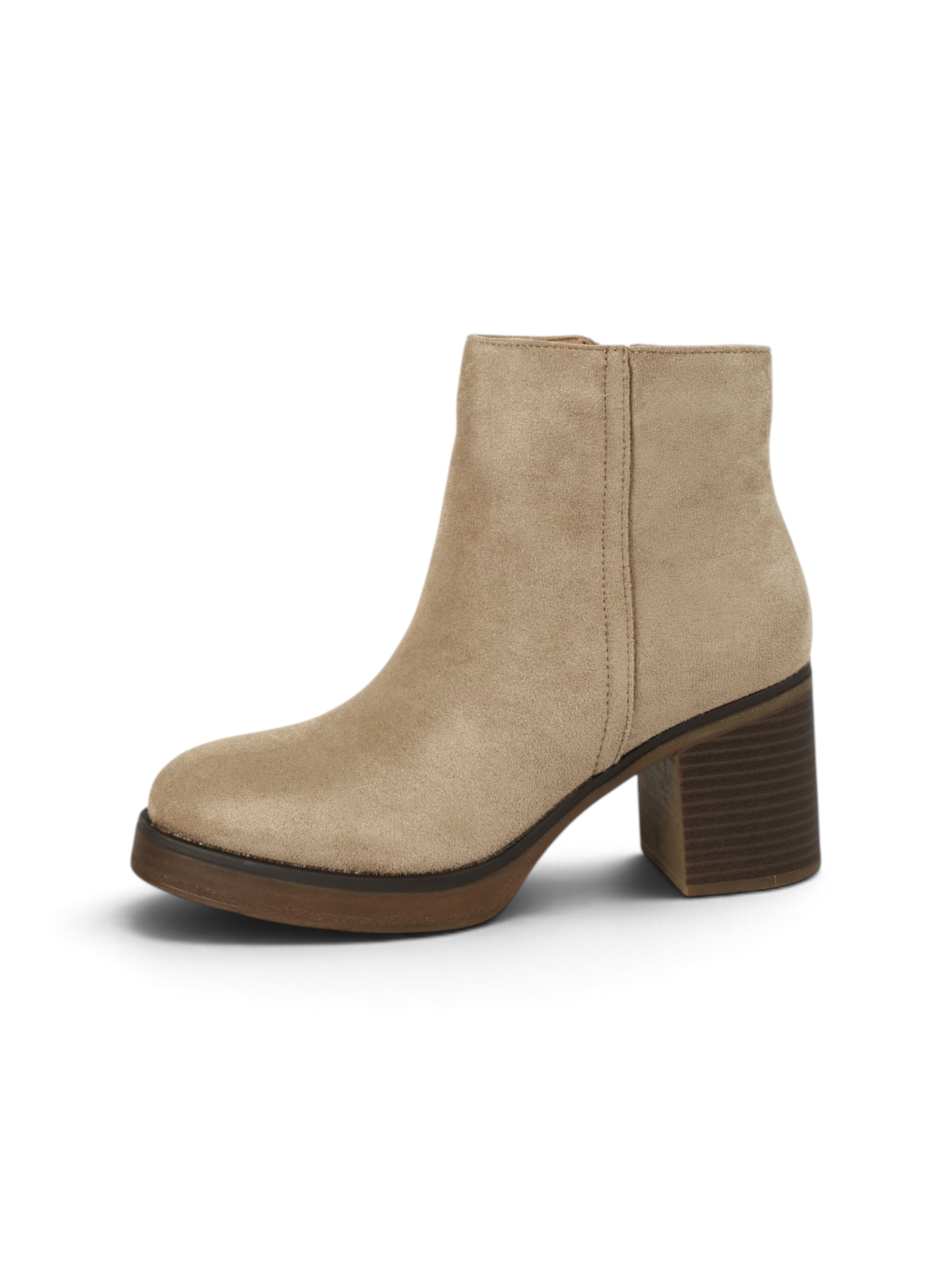 Botín con plataforma y tacón ancho de mujer, disponibles en cuero sintético y efecto ante, botín de otoño invierno con cremallera lateral, negro, marrón chocolate y caqui