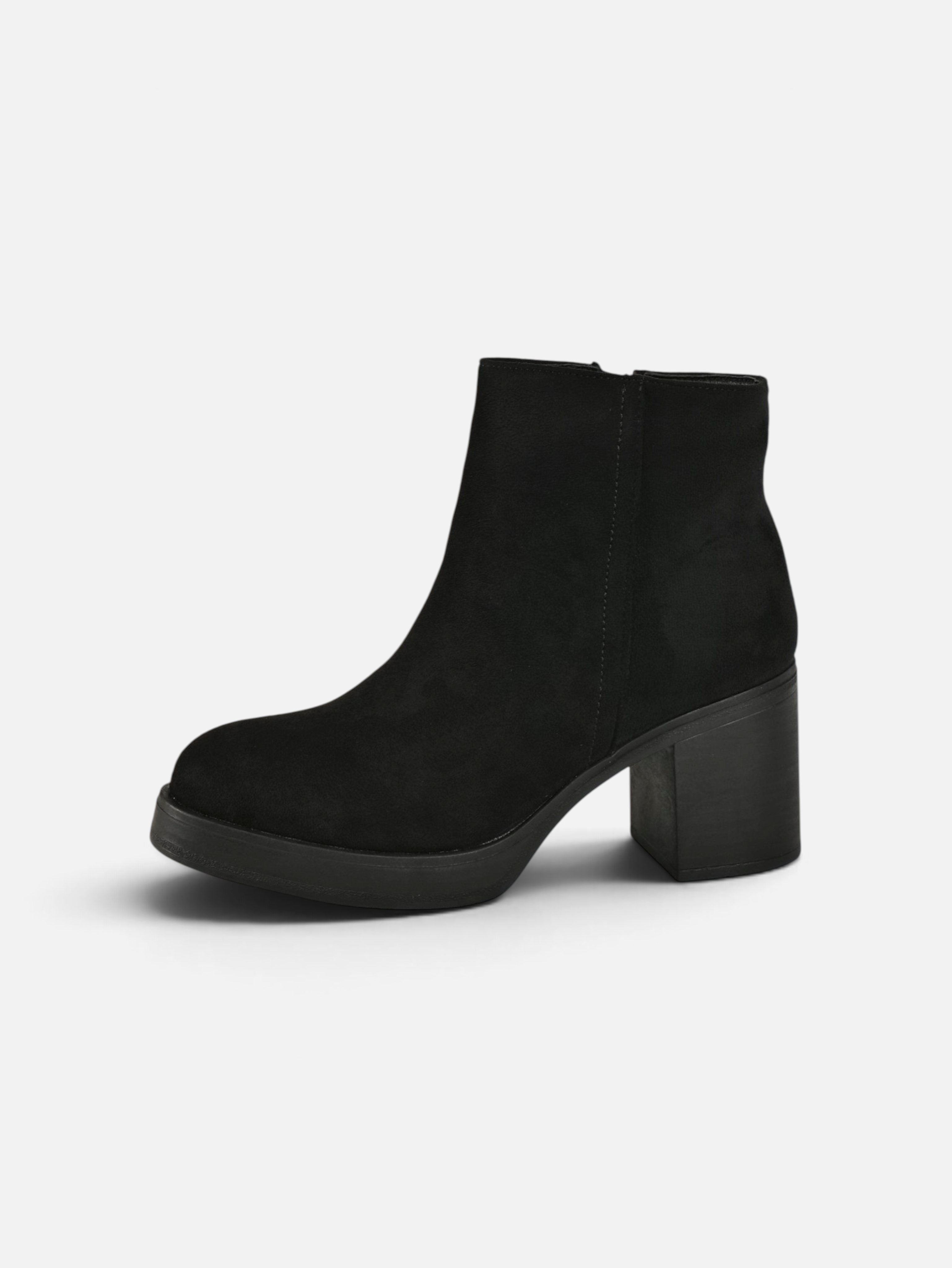 Botín con plataforma y tacón ancho de mujer, disponibles en cuero sintético y efecto ante, botín de otoño invierno con cremallera lateral, negro, marrón chocolate y caqui