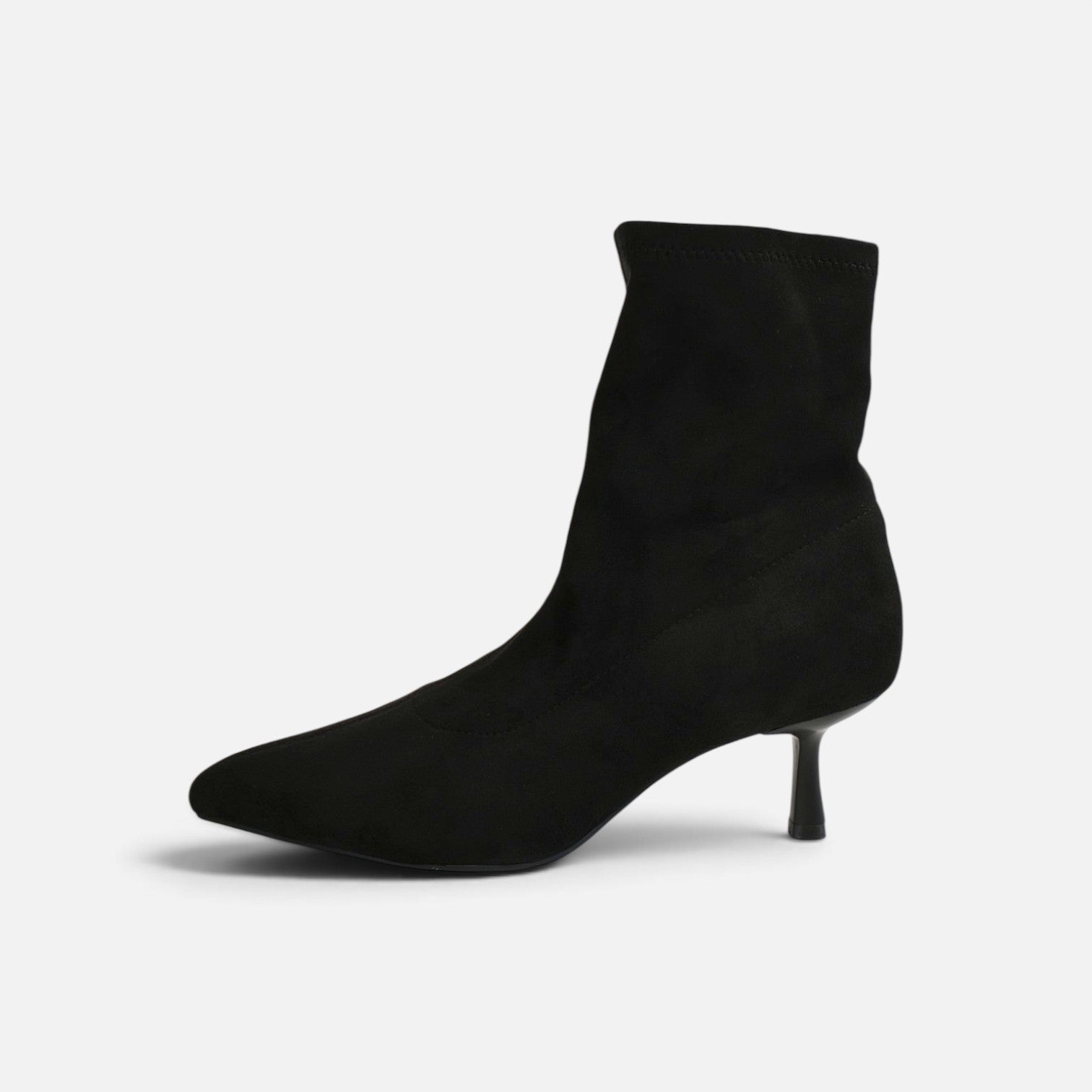 Botines tacón fino y punta afilada efecto ante para mujer, botín elástico estilo elegante para otoño invierno