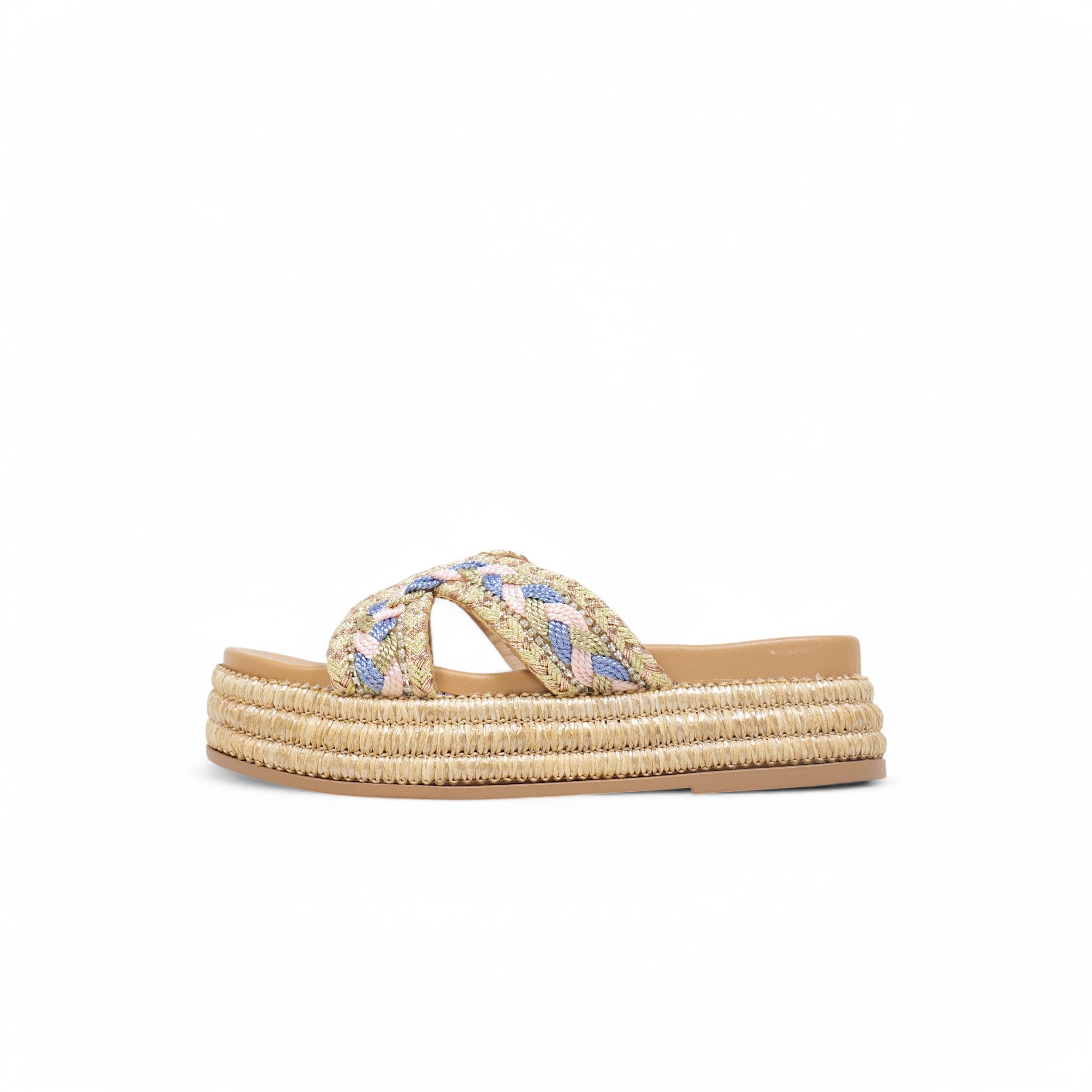 Sandalias de pedrería con suela alta