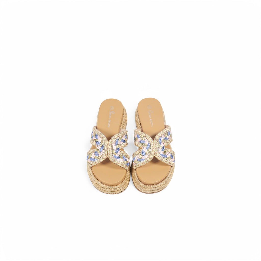 Sandalias de pedrería con suela alta