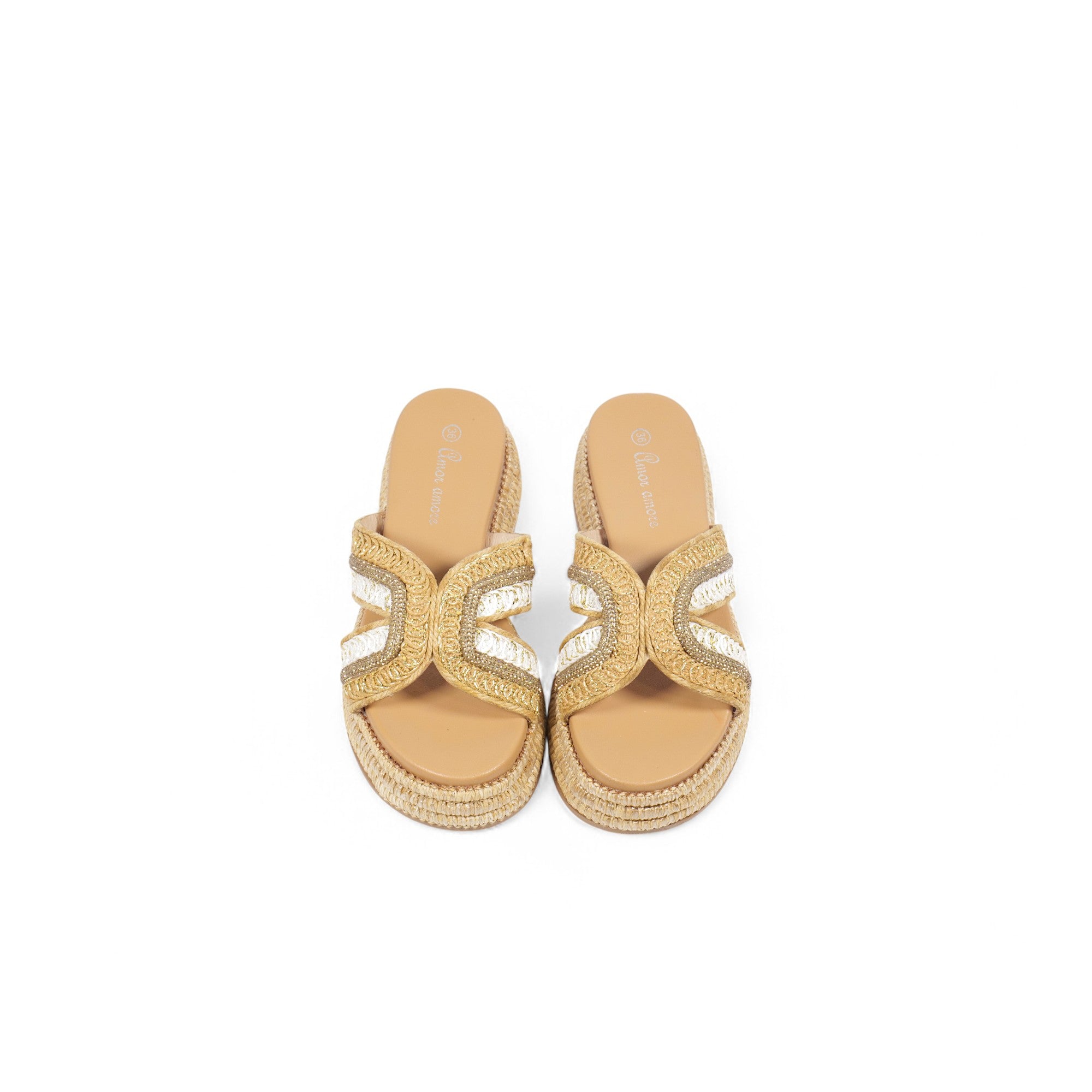 Sandalias de pedrería con suela alta