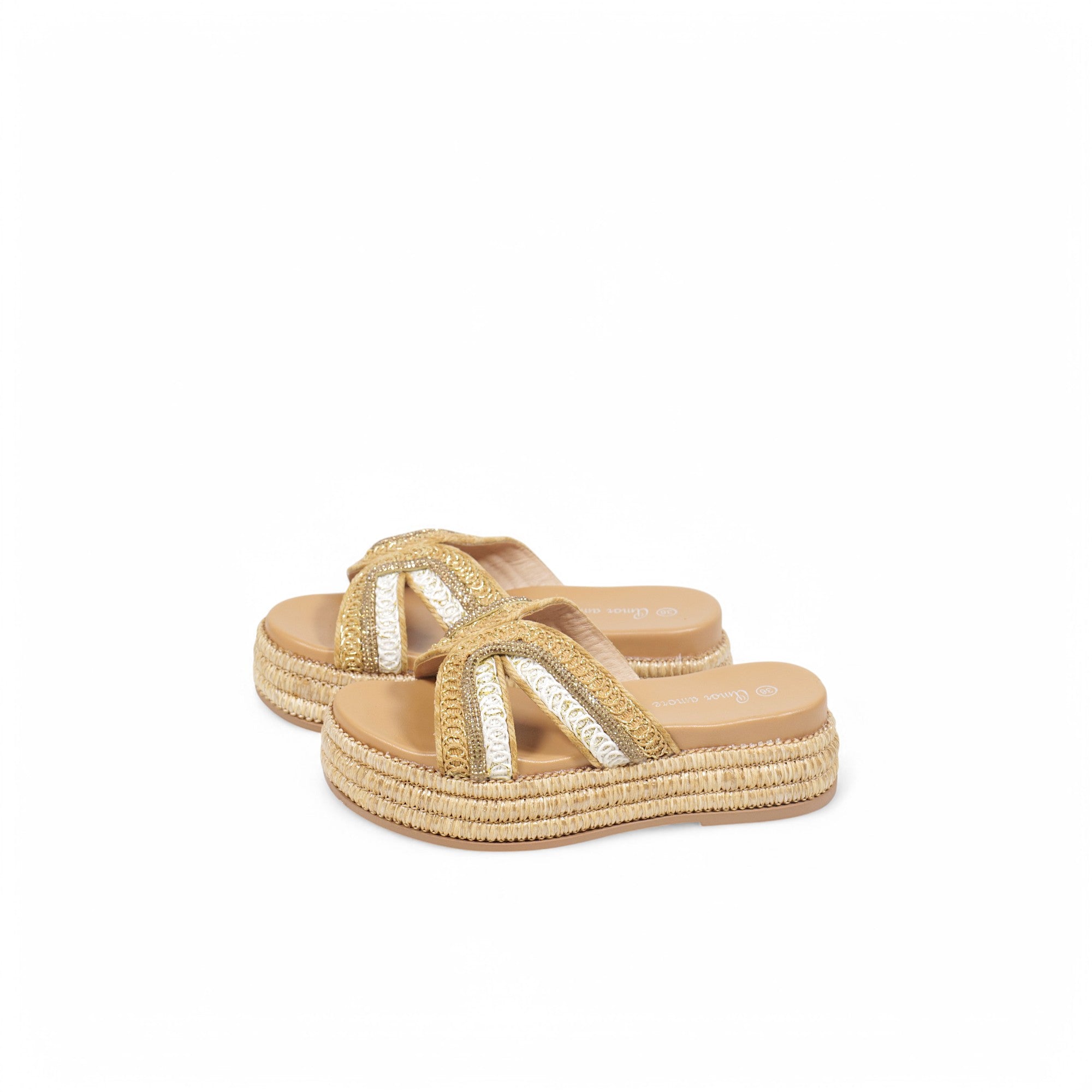 Sandalias de pedrería con suela alta