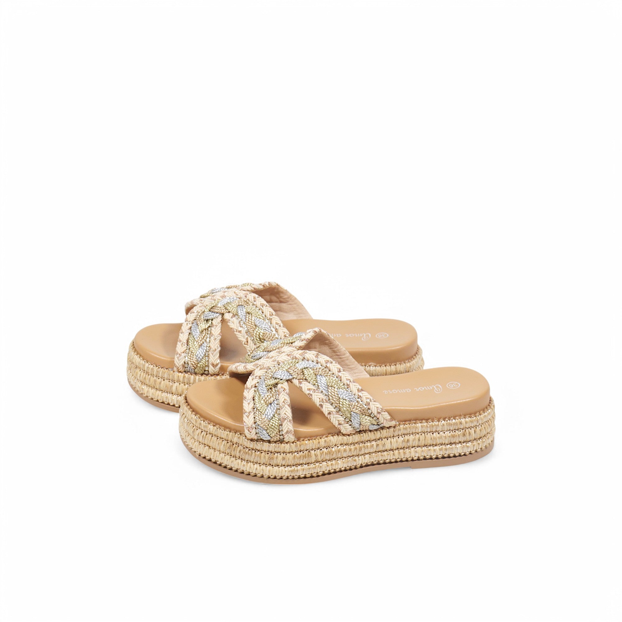 Sandalias de pedrería con suela alta